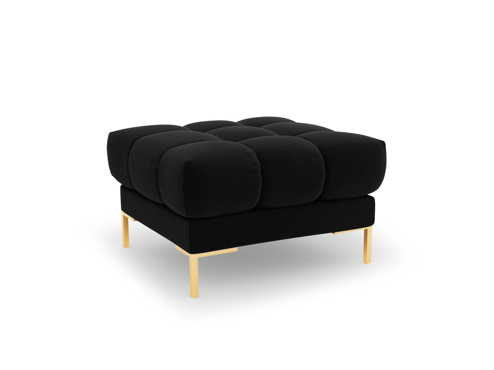 Eleganter 1-Sitzer Pouf Bali in luxuriösem Black-Bluvel, ideal für moderne Wohnräume. Hochwertige Materialien und stilvolles Design von Cosmopolitan Design.