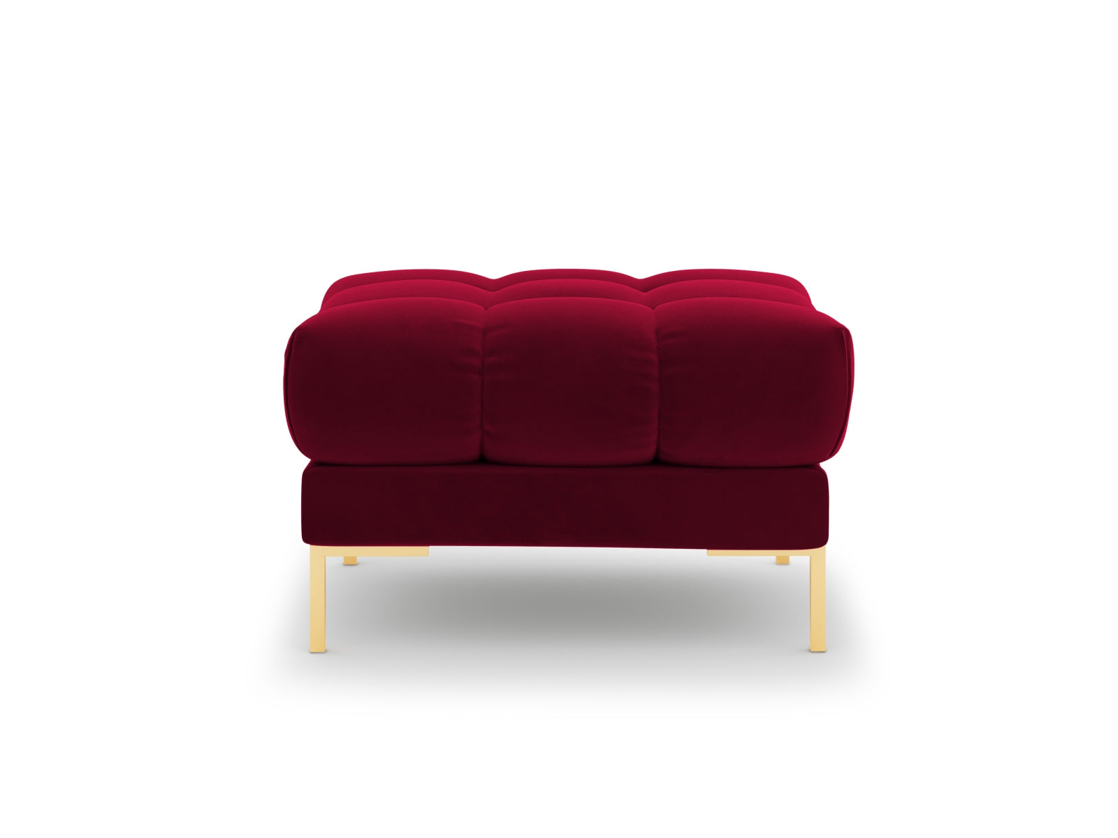 Stylischer 1-Sitzer Pouf Bali in hochwertigem Red-Bluvel, perfekt für moderne Wohnräume und gemütliche Entspannungsecken.