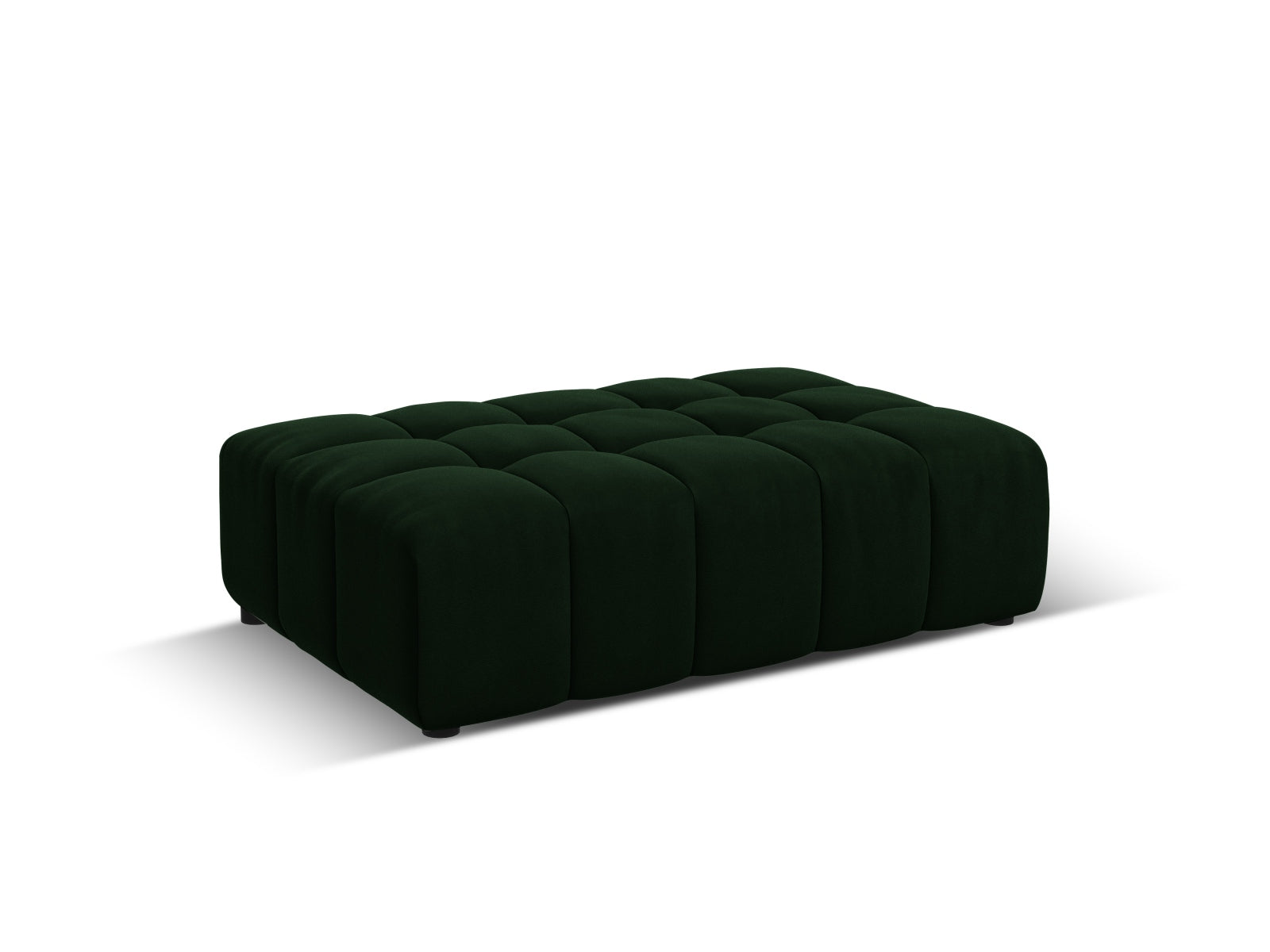 Eleganter Chicago Velour Pouf in Bottle Green-Bluvel, 80 cm Durchmesser, ideal für stilvolle Wohnräume und gemütliche Sitzgelegenheiten.