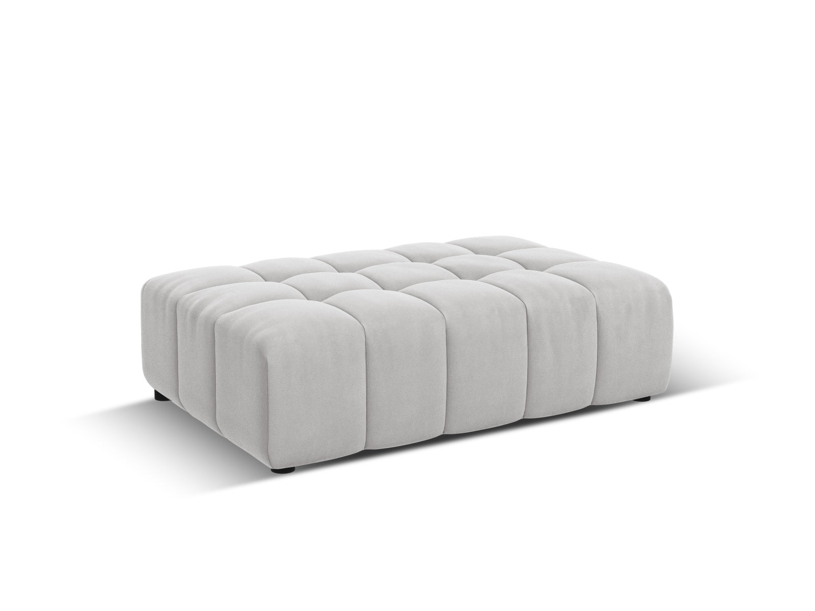 Eleganter Chicago Velour Pouf mit einem Durchmesser von 80 cm in stilvollem Silver-Bluvel, ideal für moderne Wohnräume.