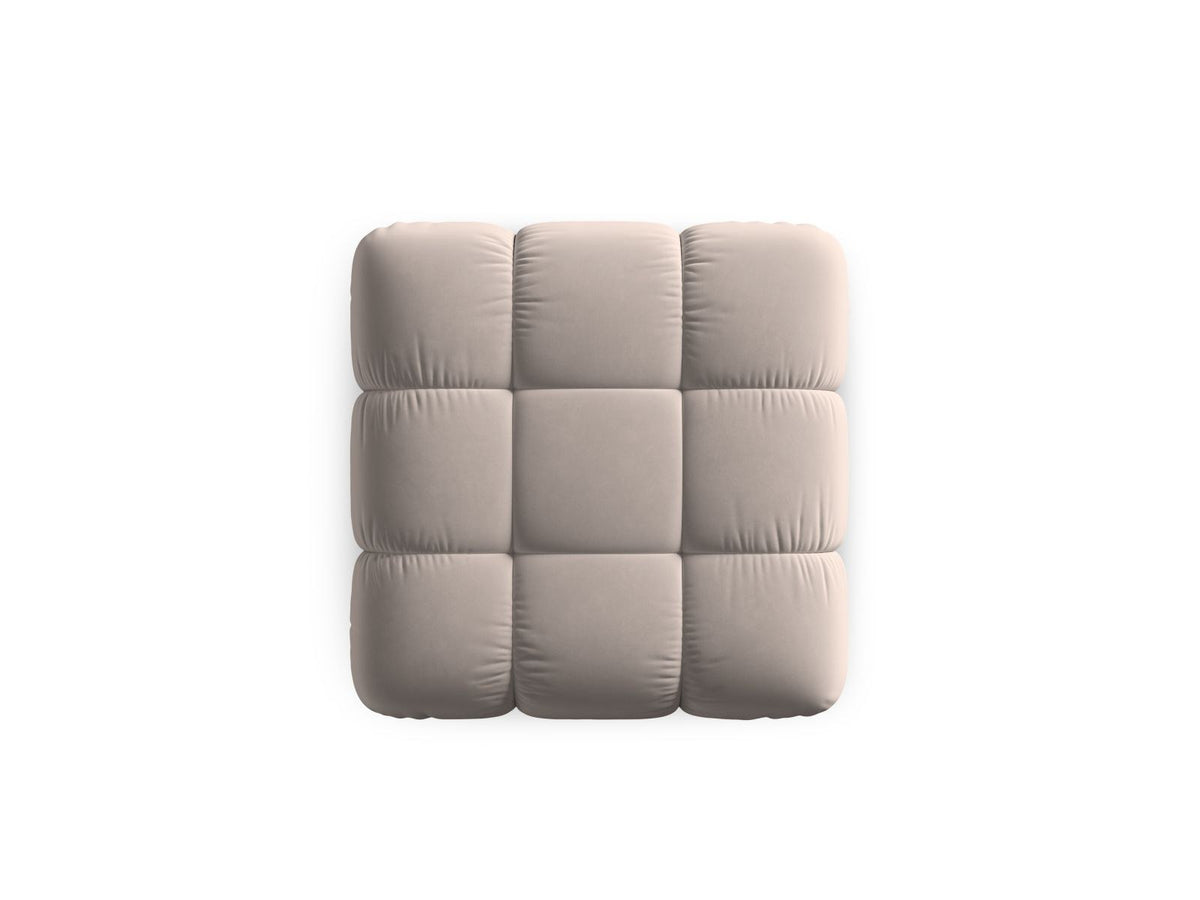Rosafarbener Samt-Pouf Cortina von Cosmopolitan Design, quadratische Form, schwarze Kunststoffbeine, Sitzhöhe 43cm, Frontalansicht auf hellem Hintergrund