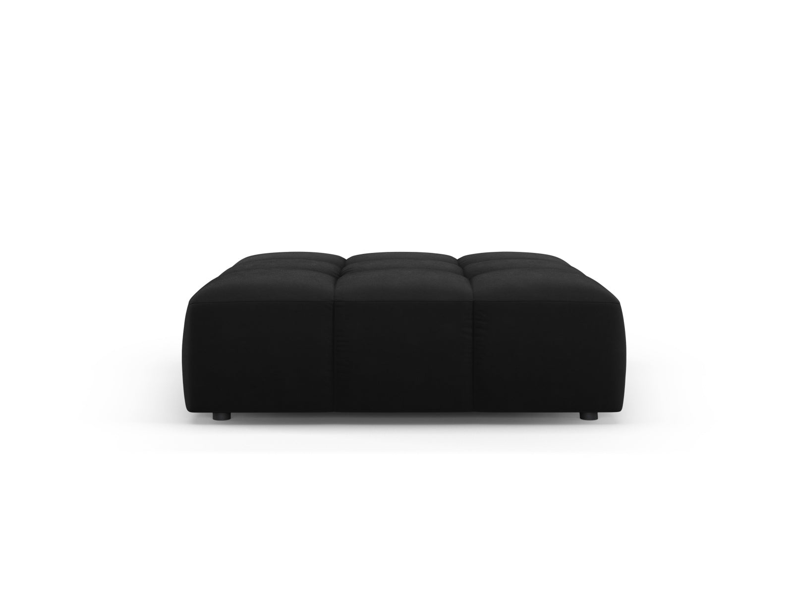 Eleganter 1-Sitzer Pouf Moritz in stilvollem Black-Bluvel, ideal für moderne Wohnräume. Hochwertige Verarbeitung von Cosmopolitan Design.