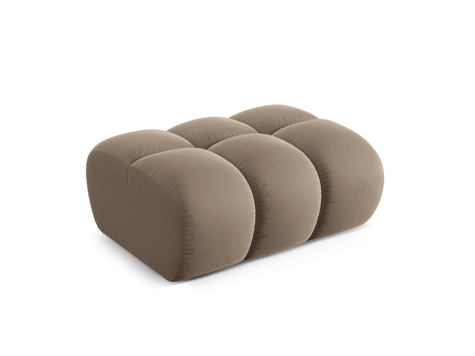 Eleganter 1-Sitzer Pouf Treno in stilvollem Cappuccino-Bluvel, ideal für moderne Wohnräume und gemütliche Sitzgelegenheiten.