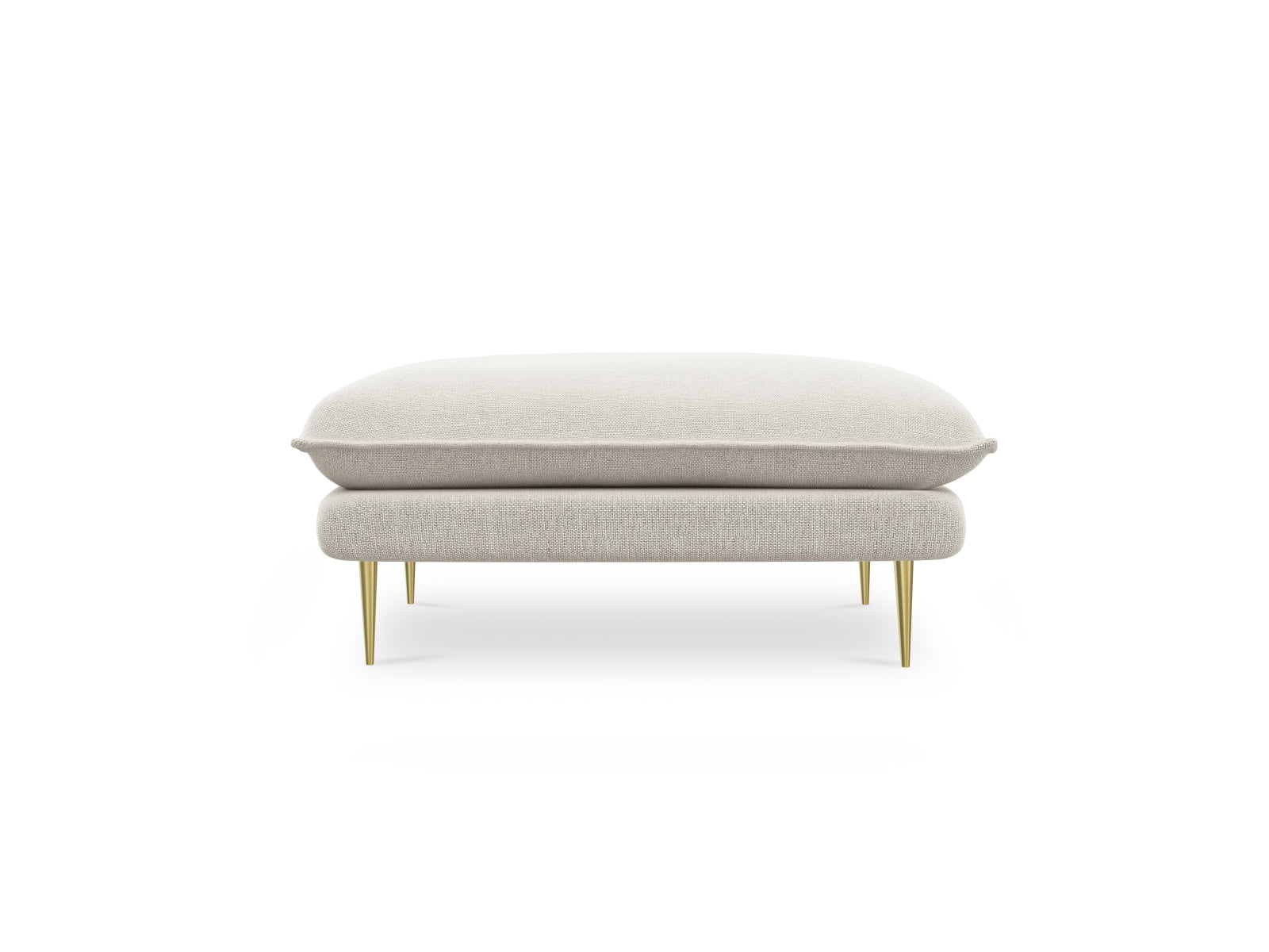 Stilvoller Vienna Pouf mit 80 cm Durchmesser in zartem Beige, verziert mit goldenen Details, perfekt für moderne Inneneinrichtungen.