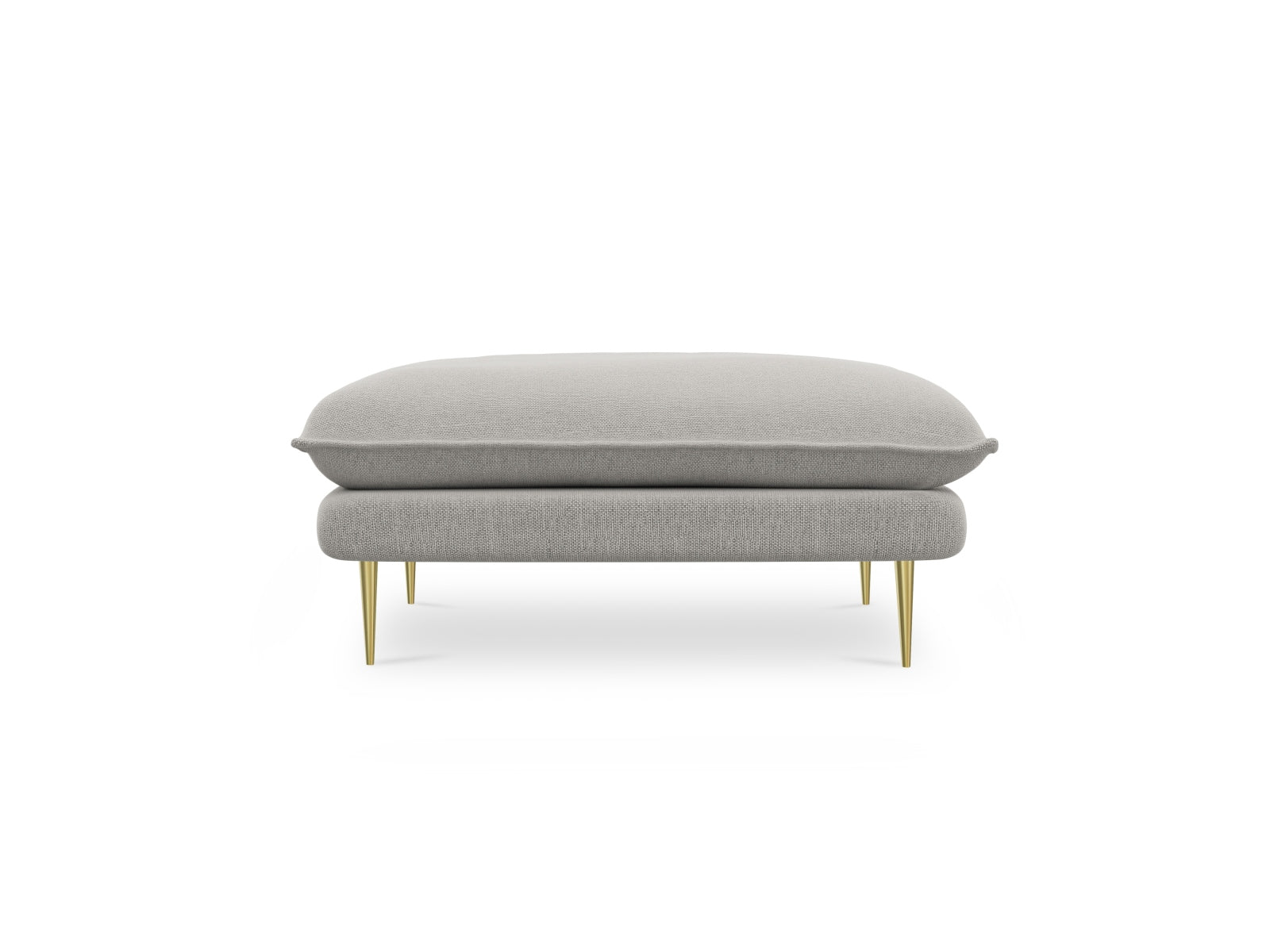 Stilvoller Vienna Pouf mit 80 cm Durchmesser in zartem Hellgrau, verziert mit goldenen Details, perfekt für moderne Inneneinrichtungen.