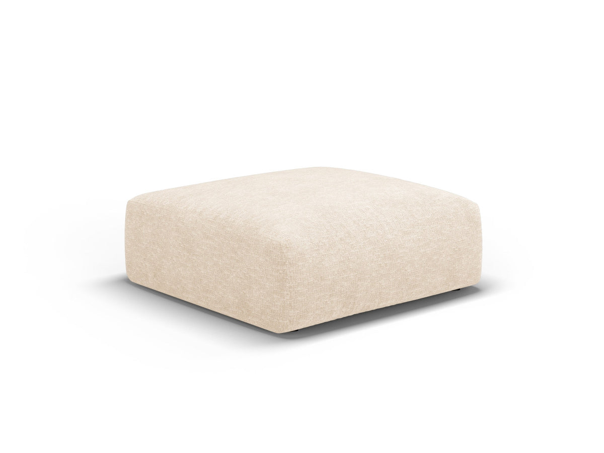 Gepolsterter Pouf Matera mit Velourbezug auf schwarzen Kunststoffbeinen, Cosmopolitan Design