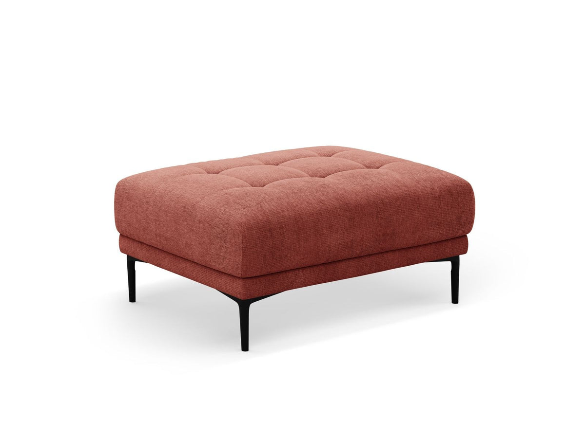 Pouf Lazio 1-Sitzer in Beige-Sorella mit Tweed-Strukturstoff, Massivholzrahmen und schwarzen Metallbeinen, Höhe 46cm, Breite 100cm.