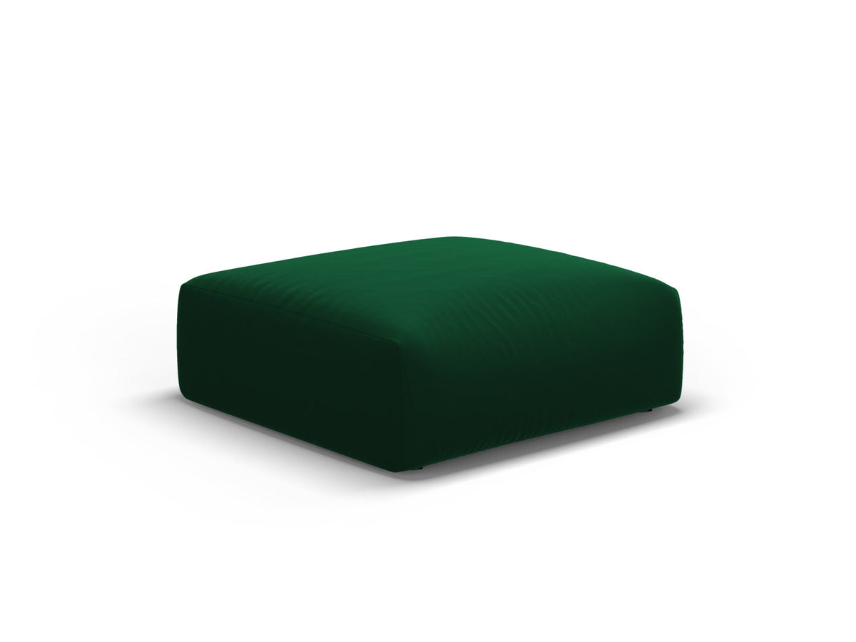 Gepolsterter Pouf Matera mit Velourbezug auf schwarzen Kunststoffbeinen, Cosmopolitan Design