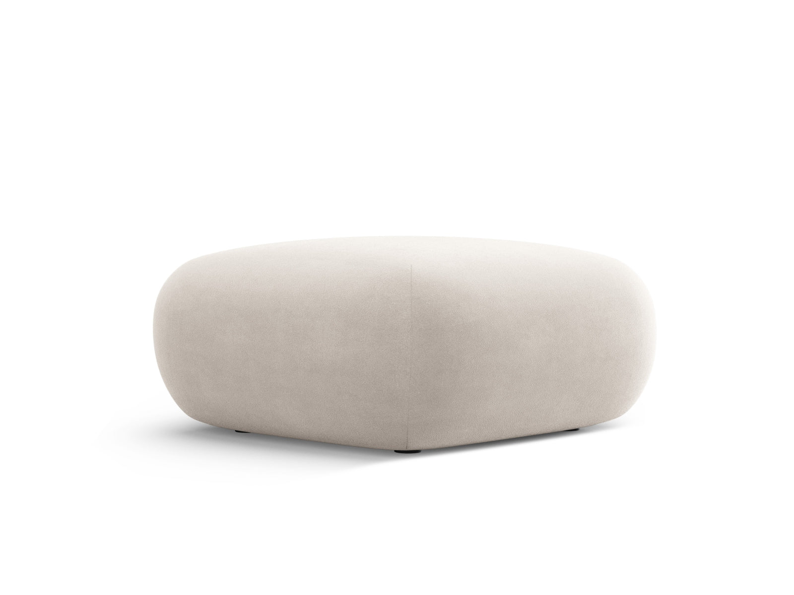 Eleganter Nolio Velour Pouf in hellem Beige, ideal für stilvolle Wohnräume. Perfekt als zusätzlicher Sitzplatz oder dekoratives Element.