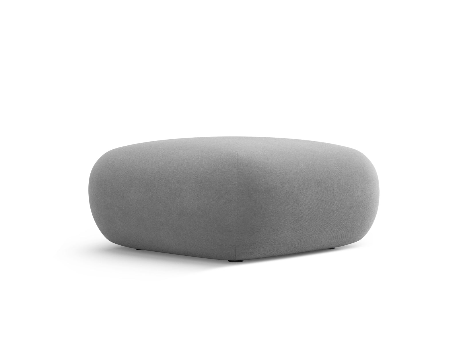 Eleganter Nolio Velour Pouf in sanftem Hellgrau, ideal als Sitzgelegenheit oder Fußablage, 75 cm Durchmesser, von Cosmopolitan Design.