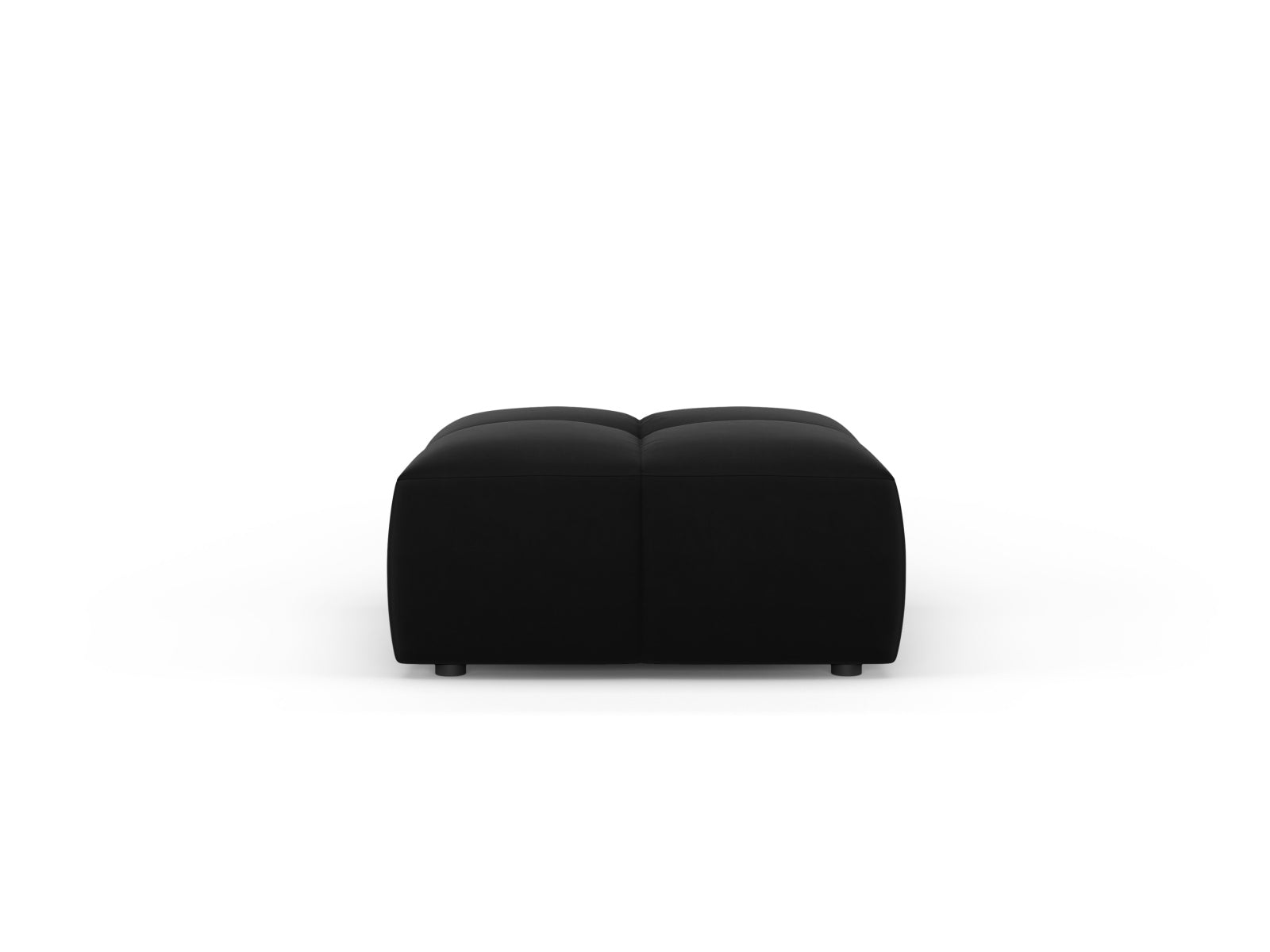 Eleganter 1-Sitzer Pouf Moritz in modernem Black-Bluvel, ideal für stilvolle Wohnräume. Hochwertige Verarbeitung von Cosmopolitan Design.