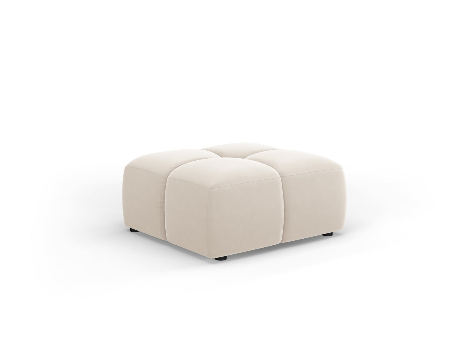 Moderner 1-Sitzer Pouf Moritz in zartem Beige, perfekt für entspannte Momente und als stilvolles Wohnaccessoire.