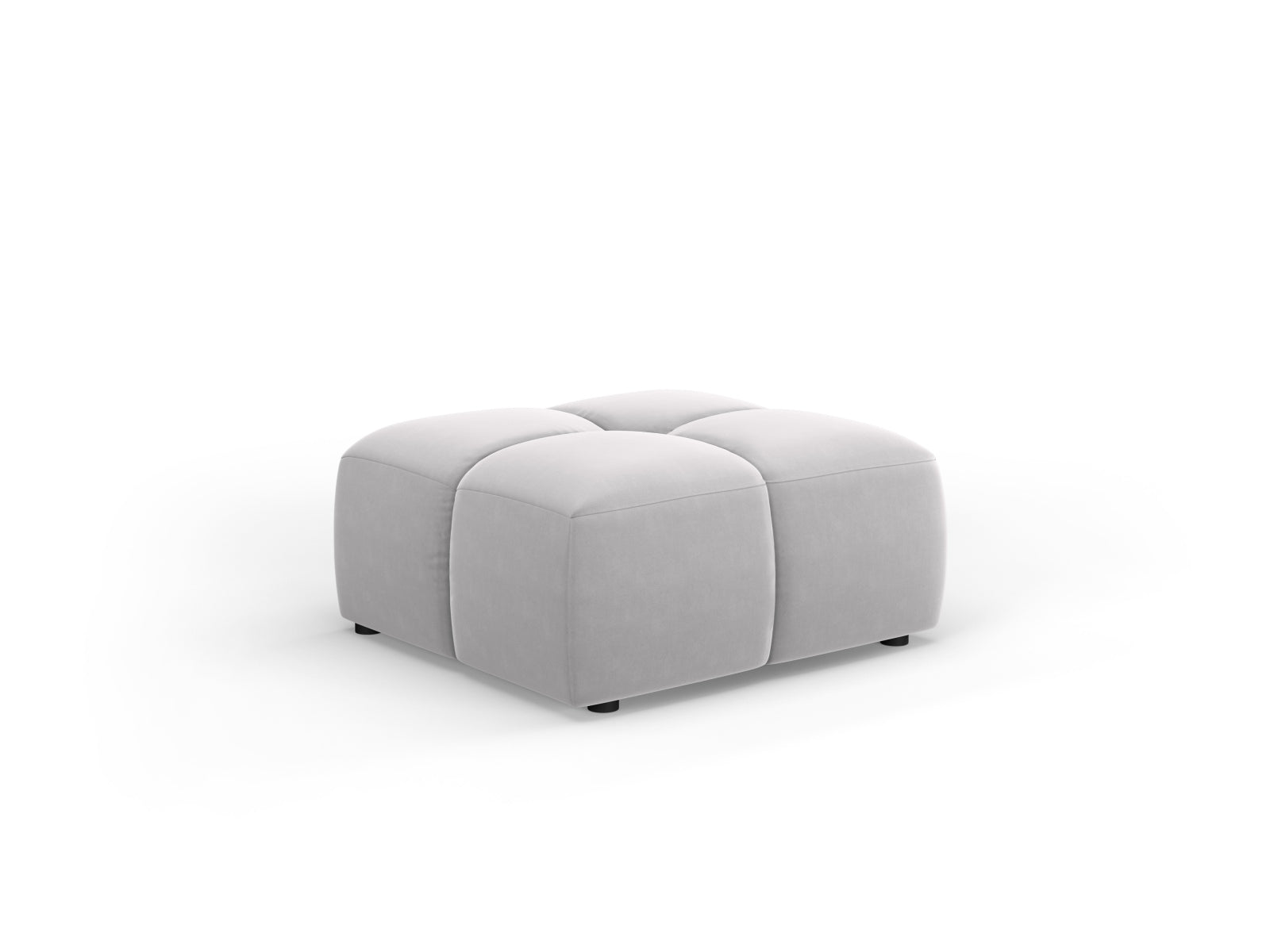 Stylischer 1-Sitzer Pouf Moritz in edlem Silver-Bluvel, ideal für gemütliche Ecken und moderne Einrichtungskonzepte.