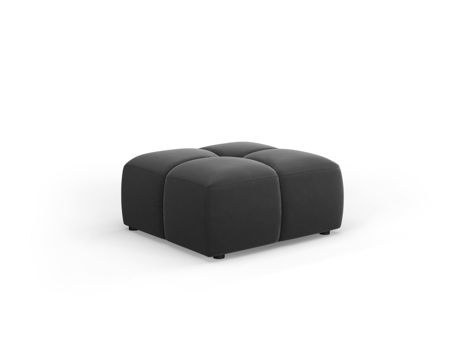 Stylischer 1-Sitzer Pouf Moritz in edlem Grau-Bluvel, perfekt für zeitgemäße Inneneinrichtungen. Hochwertige Verarbeitung von Cosmopolitan Design.