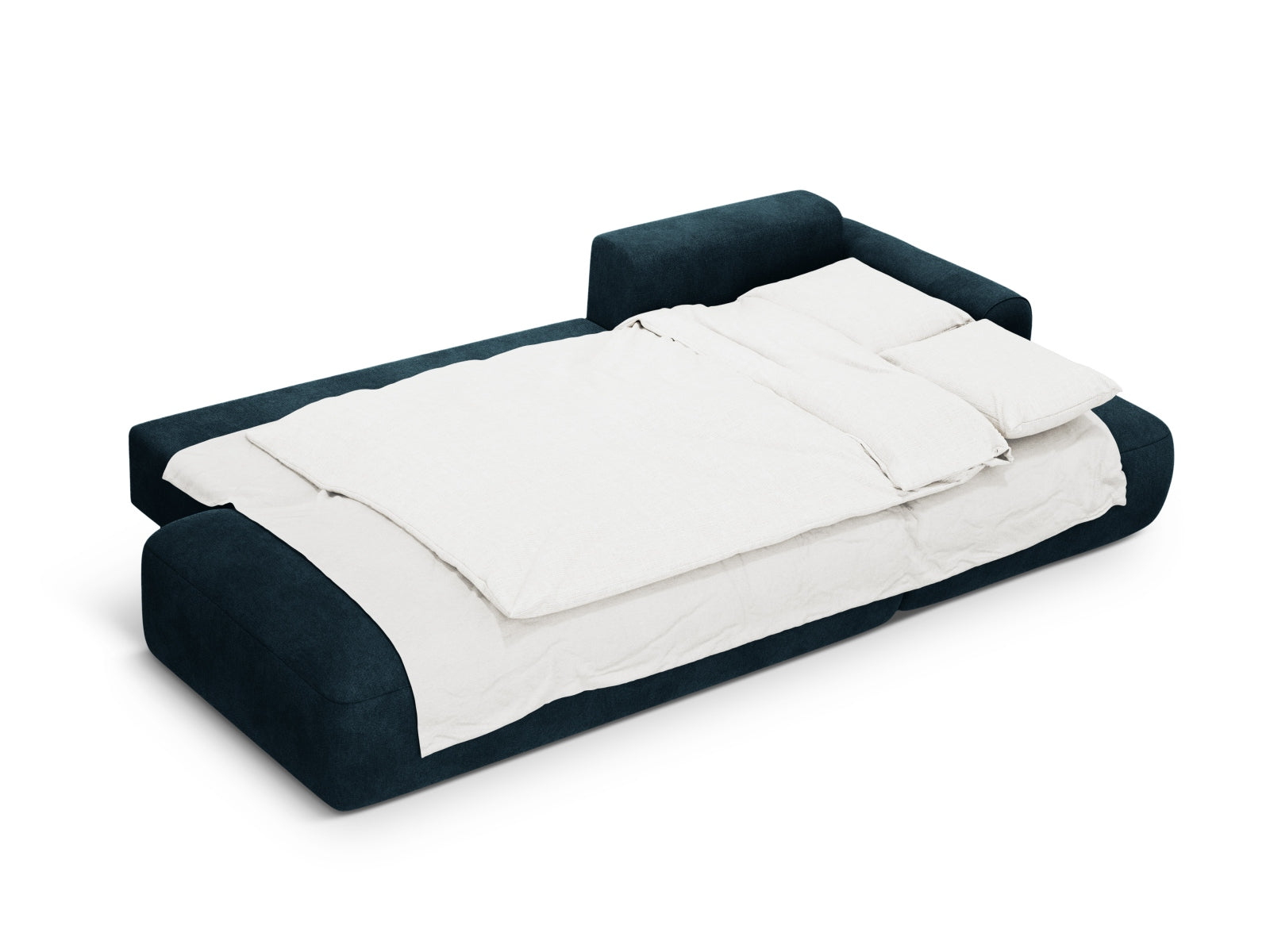 Elegantes 5-Sitzer Ecksofa Calma in Petrol, ideal für entspannte Abende, mit praktischer Schlaffunktion und integriertem Stauraum.