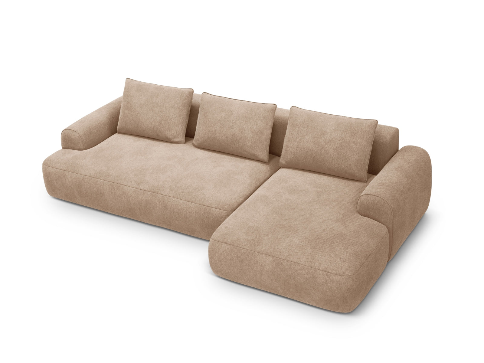 3-Sitzer Ecksofa Calma rechts mit Schlaffunktion und Stauraum in Dark Beige-Vogue präsentiert im Onlineshop von KAQTU Design AG. Bettsofa rechts ist von Cosmopolitan Design