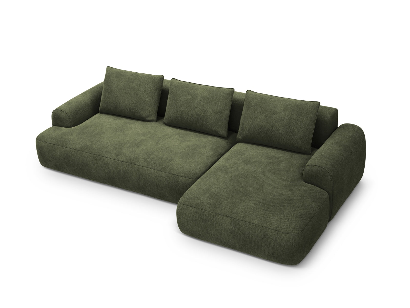 3-Sitzer Ecksofa Calma rechts mit Schlaffunktion und Stauraum in Green-Vogue präsentiert im Onlineshop von KAQTU Design AG. Bettsofa rechts ist von Cosmopolitan Design