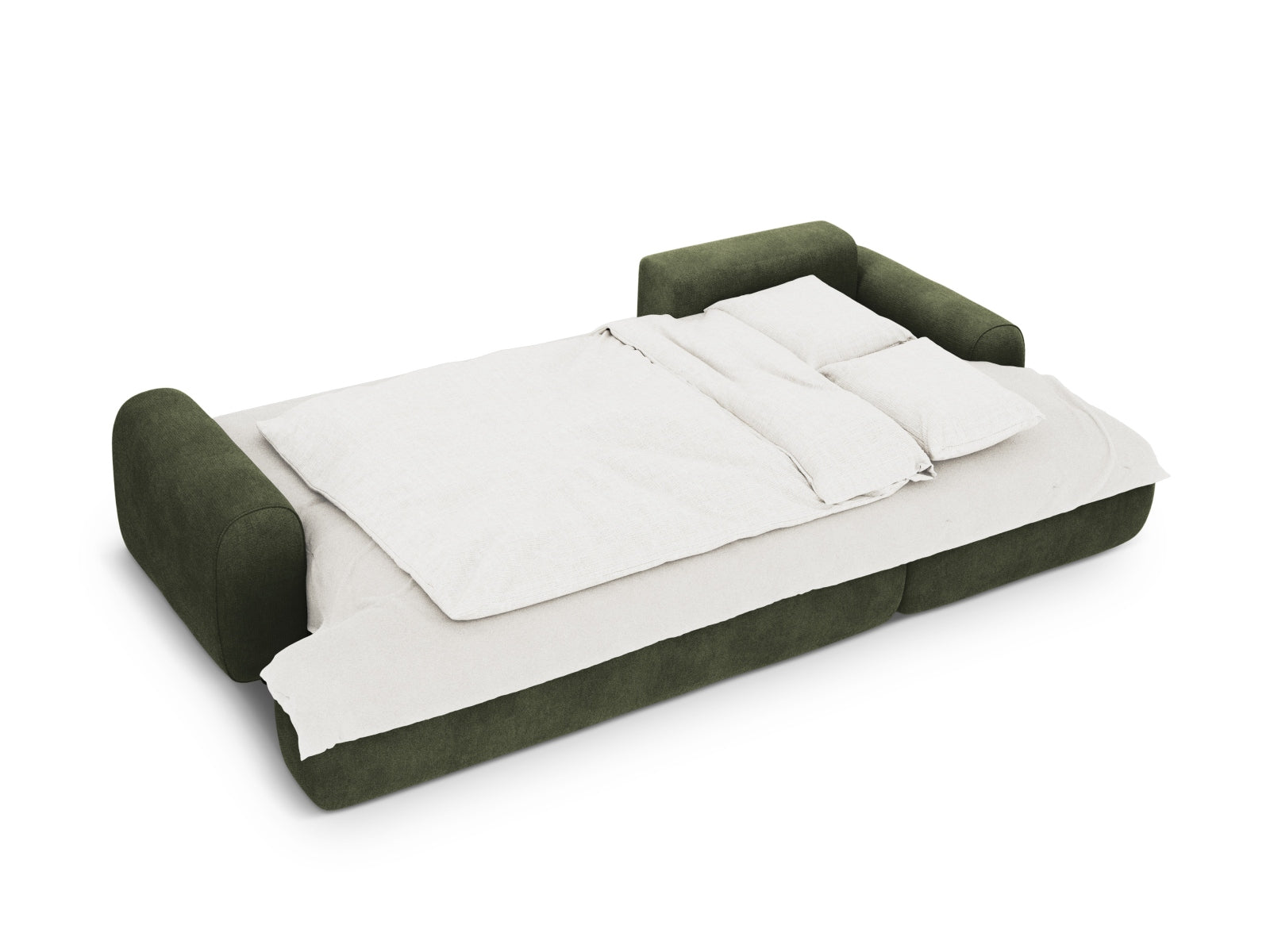 Elegantes 3-Sitzer Ecksofa Calma in Green-Vogue, ideal für Wohnräume, mit Schlaffunktion und praktischem Stauraum.