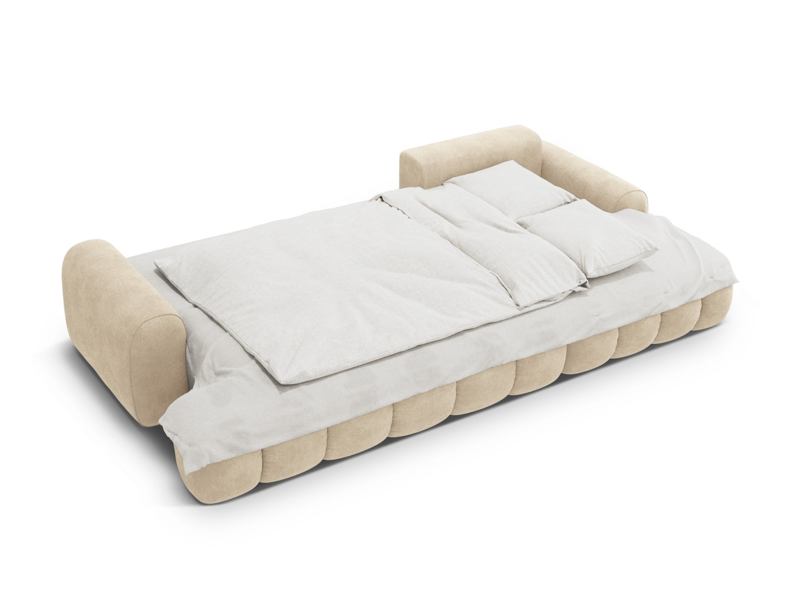 Modernes Linz Ecksofa in elegantem Beige, 3-Sitzer mit praktischer Schlaffunktion und Stauraum, perfekt für jedes Wohnzimmer.