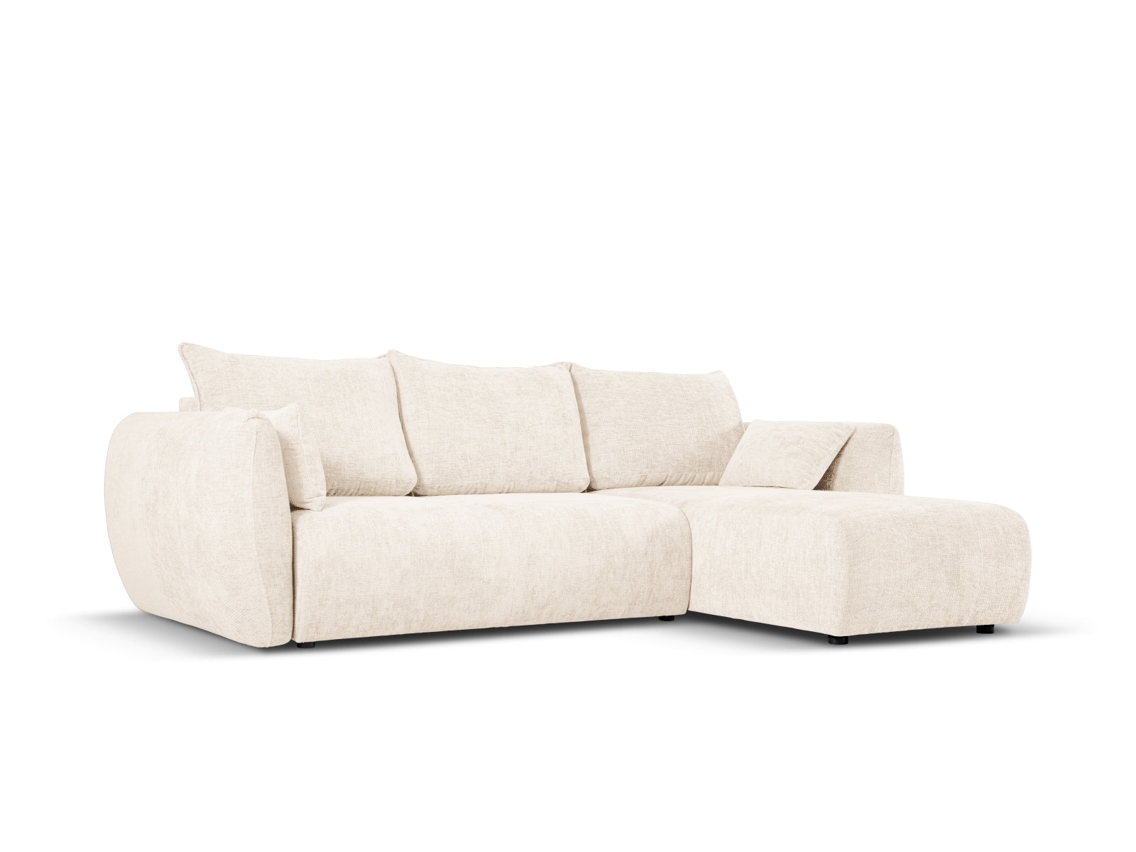 Elegantes 4-Sitzer Ecksofa Matera in Light Beige-Haga, ideal für Wohnräume, mit praktischer Schlaffunktion und Stauraum.