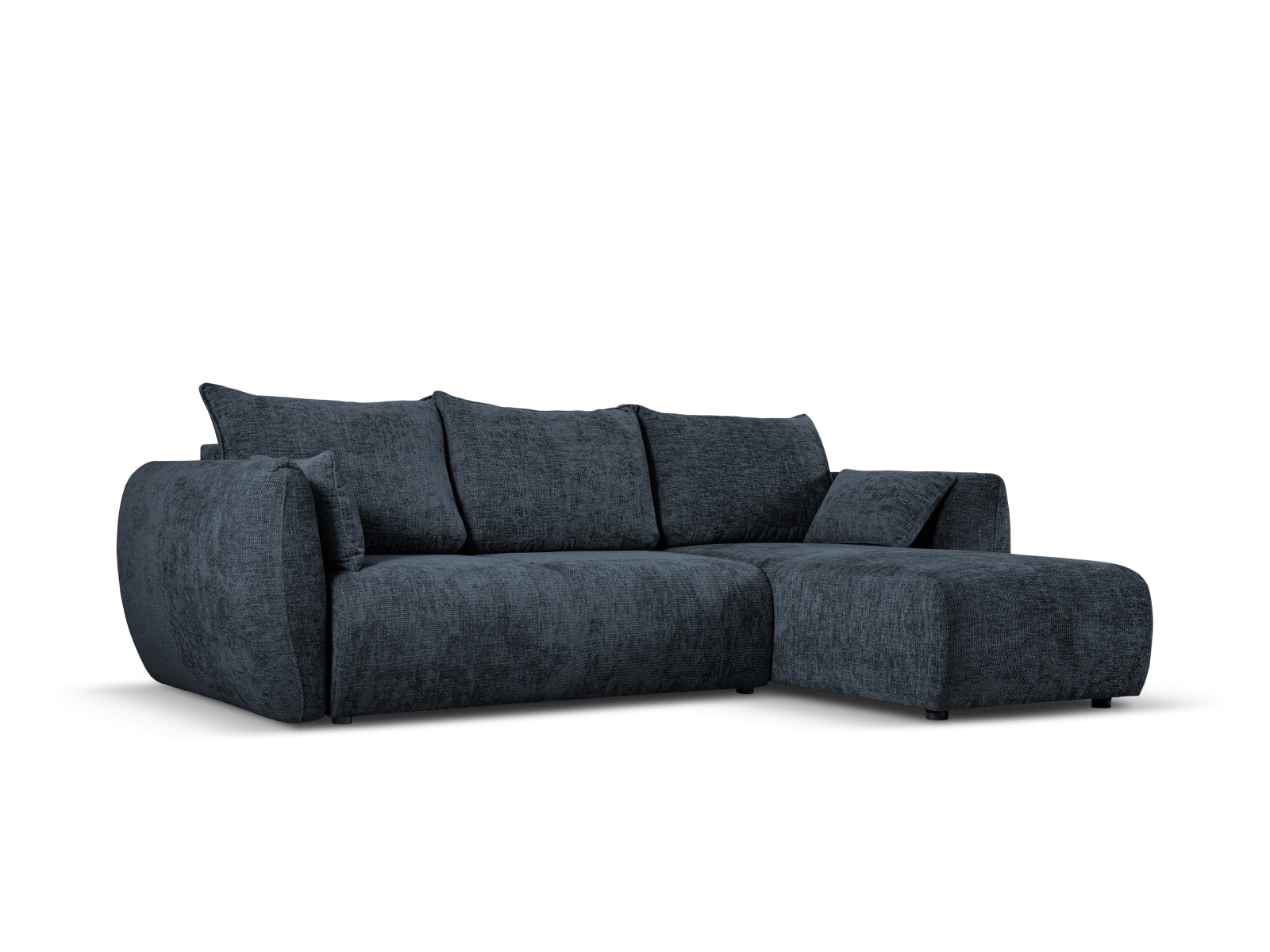 Elegantes 4-Sitzer Ecksofa rechts in Royal Blue-Haga mit praktischer Schlaffunktion und Stauraum, ideal für modernes Wohnen.