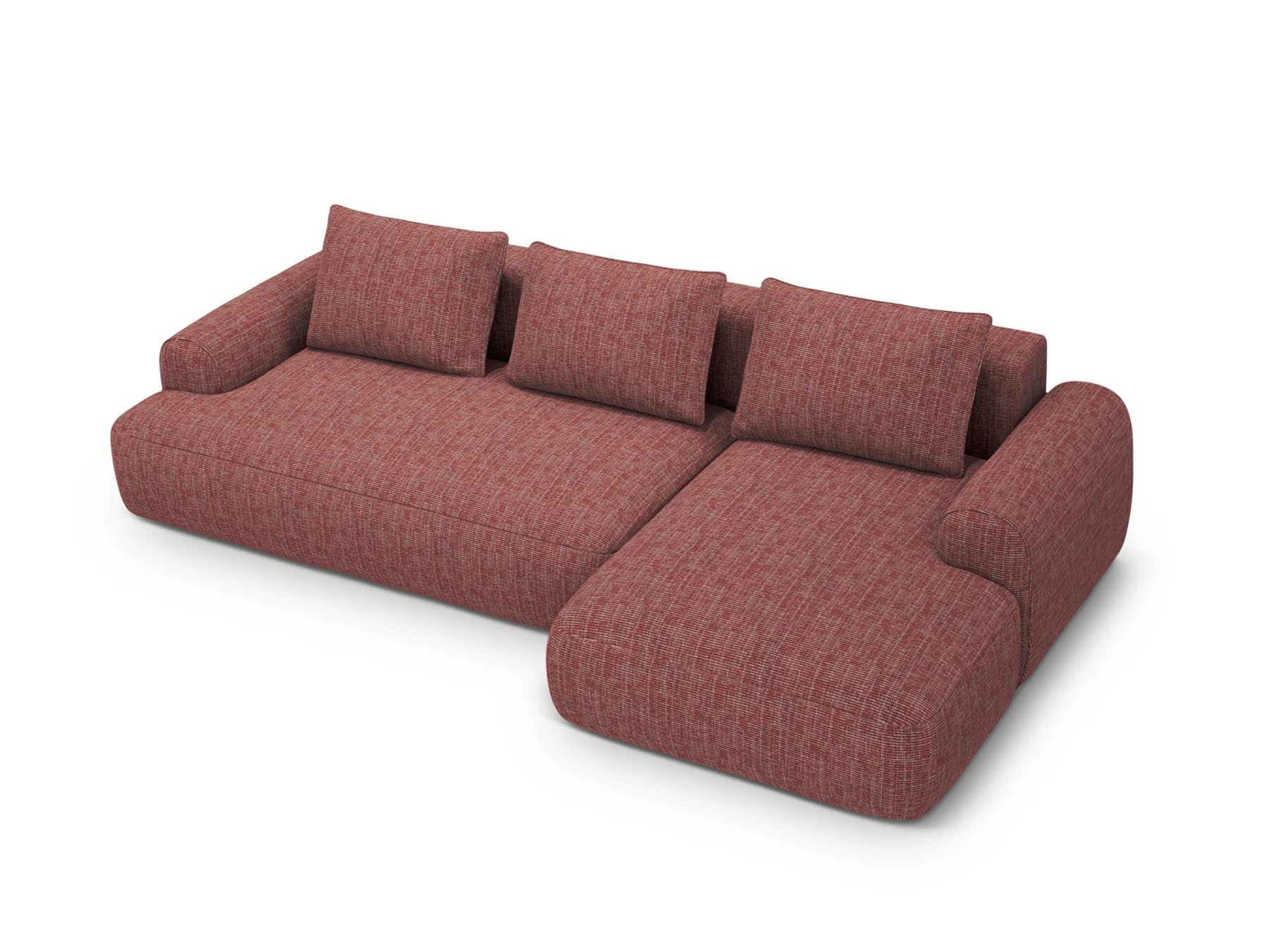 3-Sitzer Ecksofa Calma rechts mit Schlaffunktion und Stauraum in Red-Baltimore präsentiert im Onlineshop von KAQTU Design AG. Bettsofa rechts ist von Cosmopolitan Design