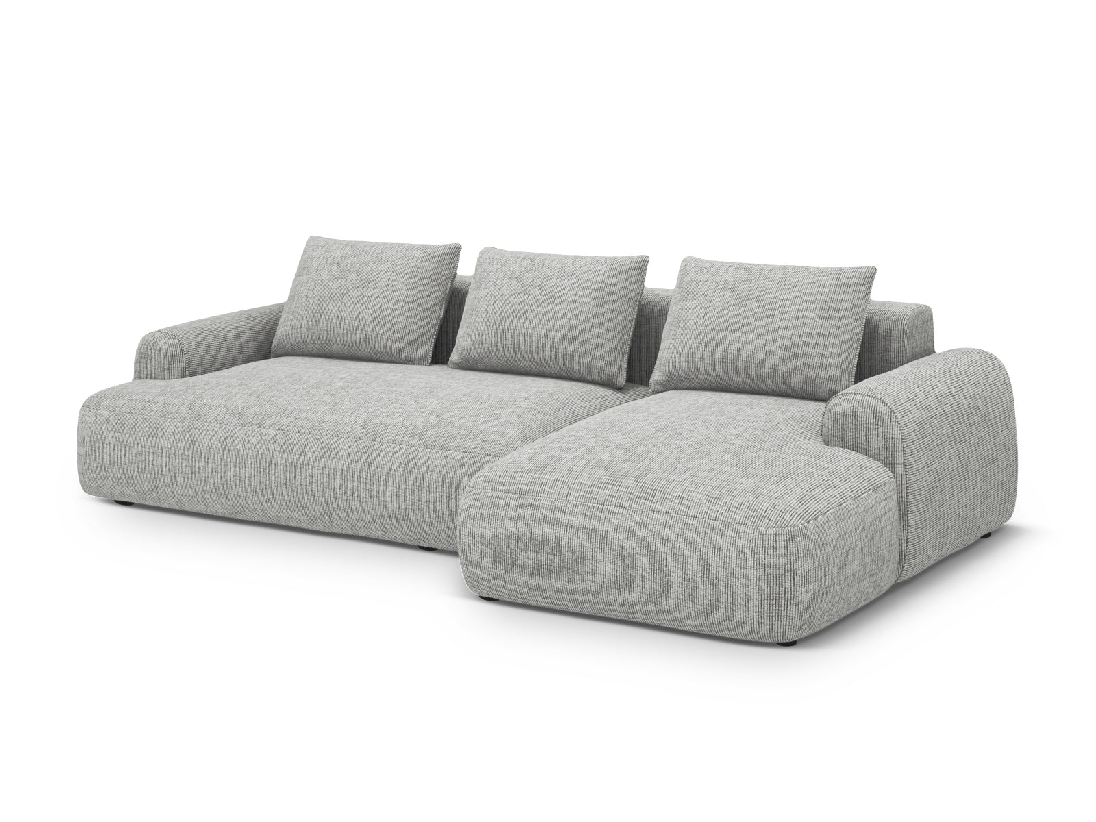 Elegantes 3-Sitzer Ecksofa rechts mit Schlaffunktion und Stauraum in Warm Grey-Baltimore, ideal für stilvolle Wohnräume.