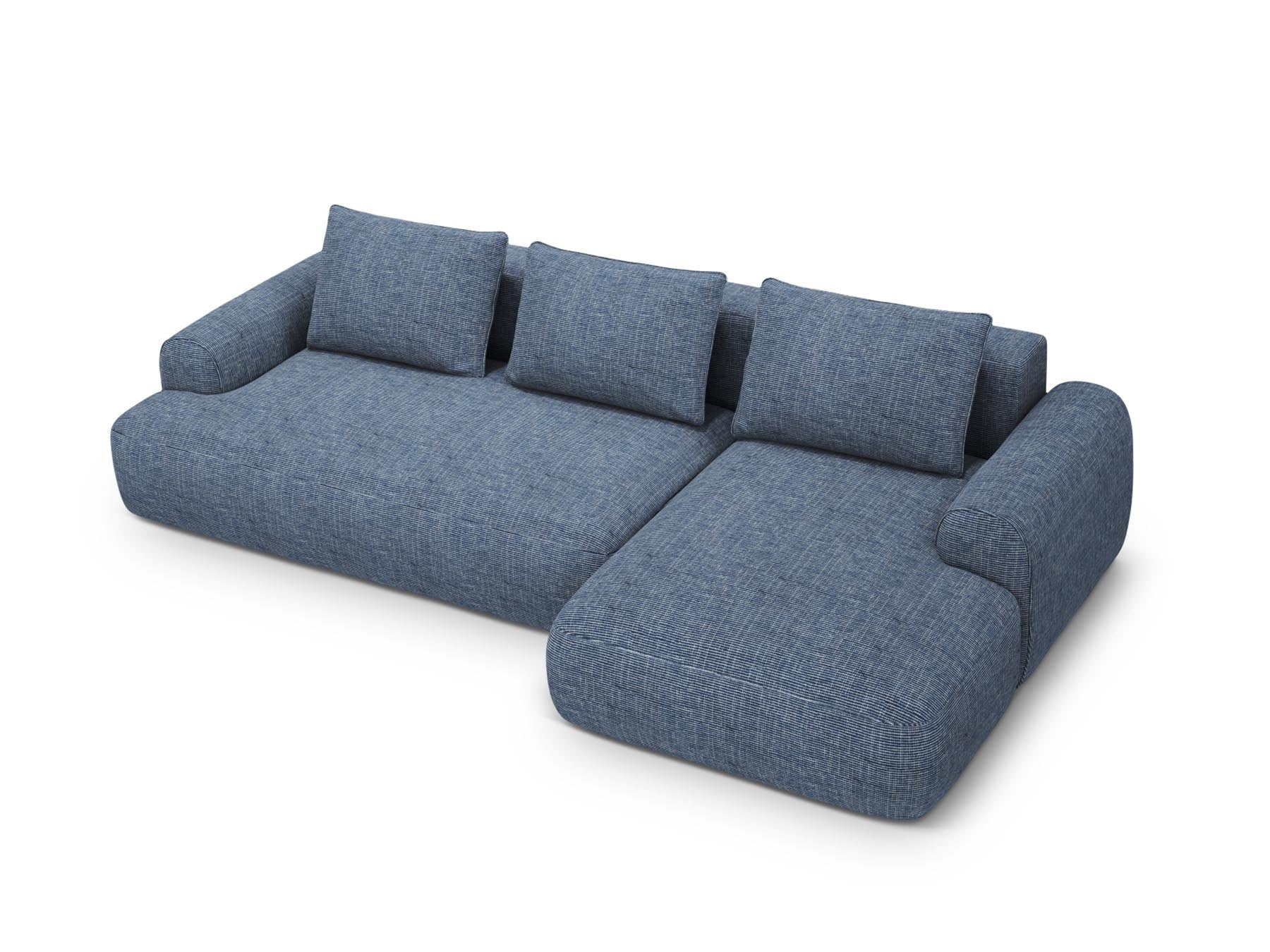 3-Sitzer Ecksofa Calma rechts mit Schlaffunktion und Stauraum in Blue Melange-Baltimore präsentiert im Onlineshop von KAQTU Design AG. Bettsofa rechts ist von Cosmopolitan Design