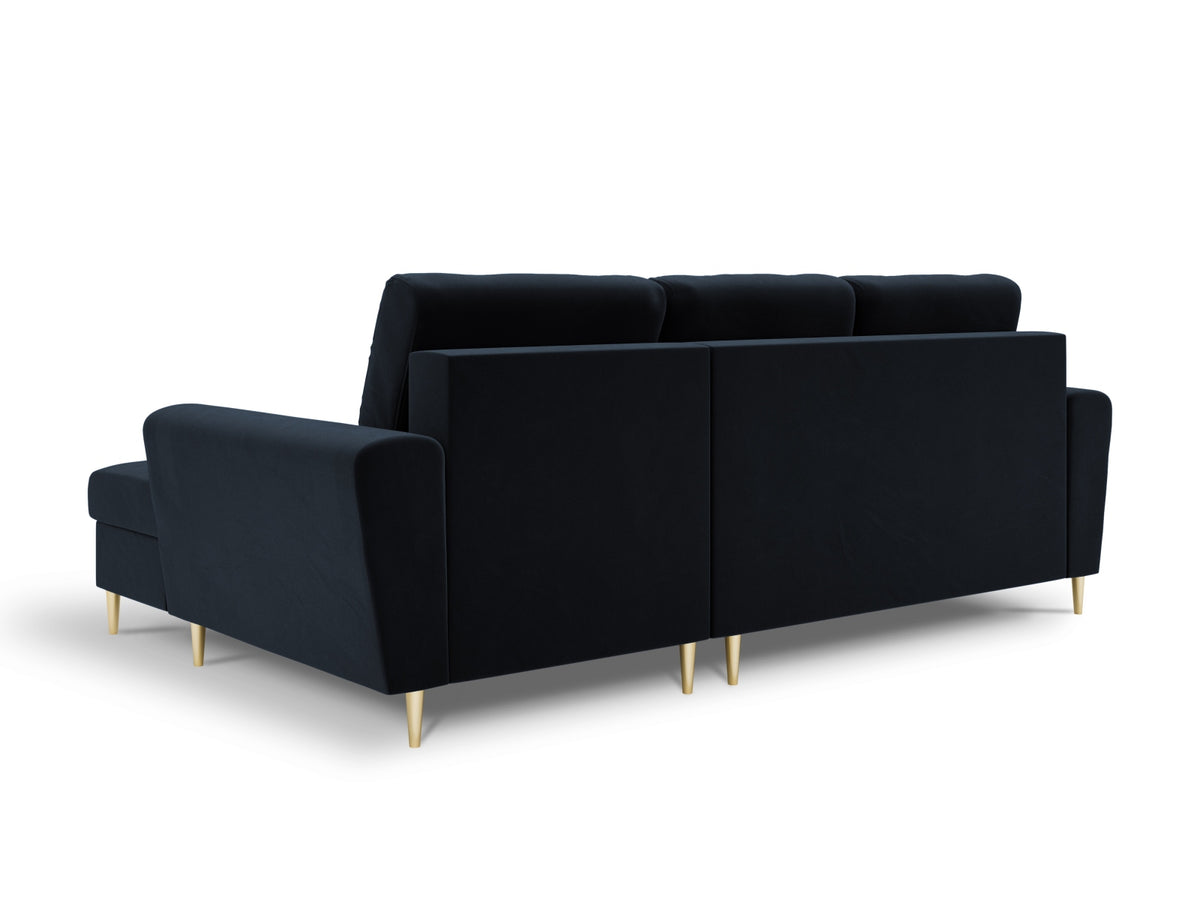 Kyoto Ecksofa rechts mit Schlaffunktion und Stauraumbox 4 Sitzer 145cm in Dark Blue-Riviera präsentiert im Onlineshop von KAQTU Design AG. Bettsofa rechts ist von Cosmopolitan Design