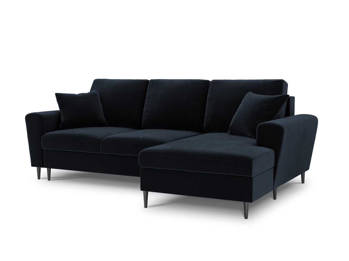 Kyoto Ecksofa rechts mit Schlaffunktion und Stauraumbox 4 Sitzer 145cm in Dark Blue-Riviera präsentiert im Onlineshop von KAQTU Design AG. Bettsofa rechts ist von Cosmopolitan Design