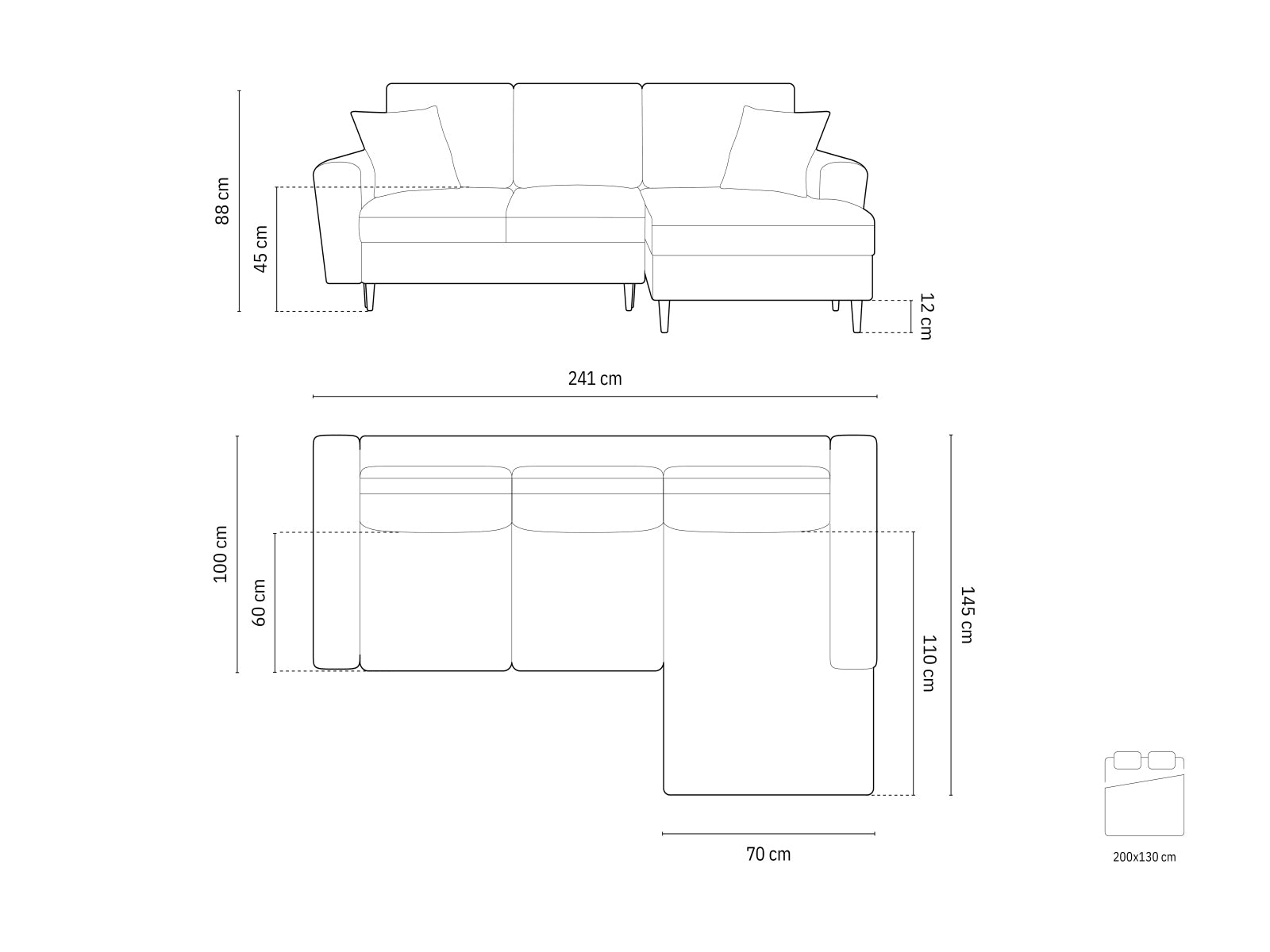 Elegantes Kyoto Ecksofa rechts, 4-Sitzer mit praktischer Schlaffunktion und Stauraum, perfekt für gemütliche Abende und platzsparende Lösungen.