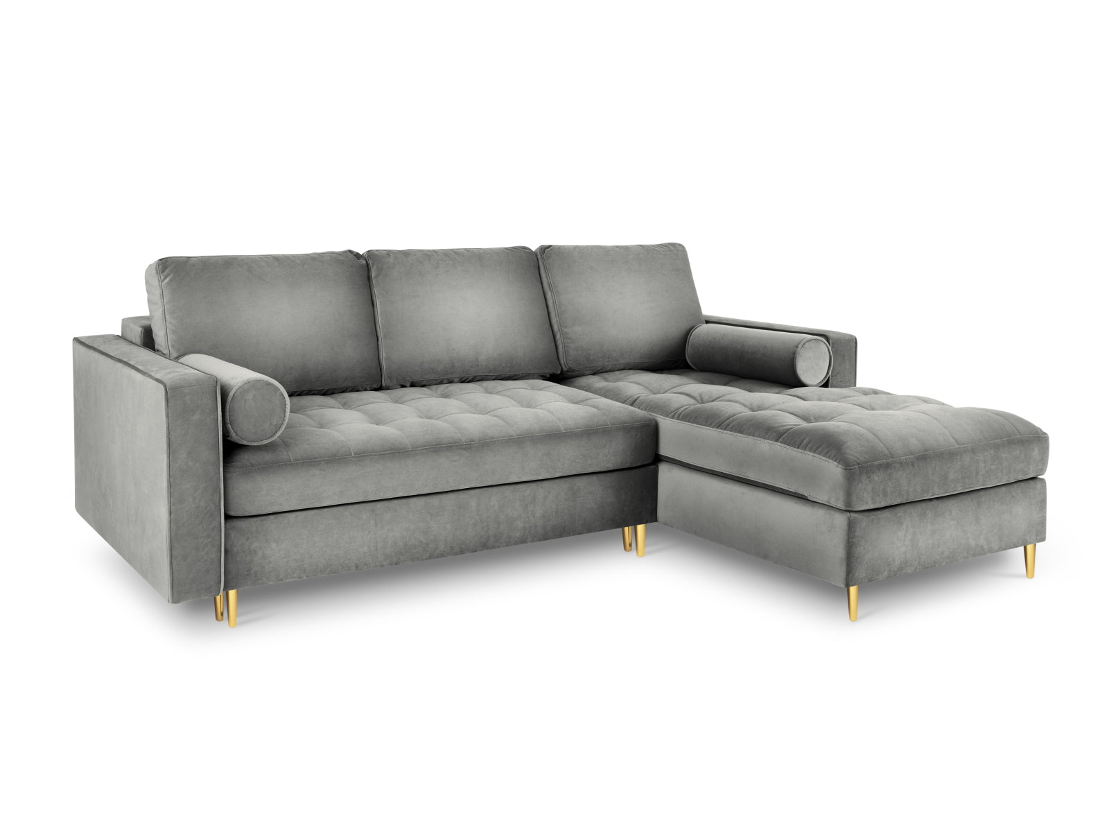 Stylisches 5-Sitzer Ecksofa Aspen in Grau, ausgestattet mit Schlaffunktion und cleverem Stauraum für zusätzlichen Komfort.