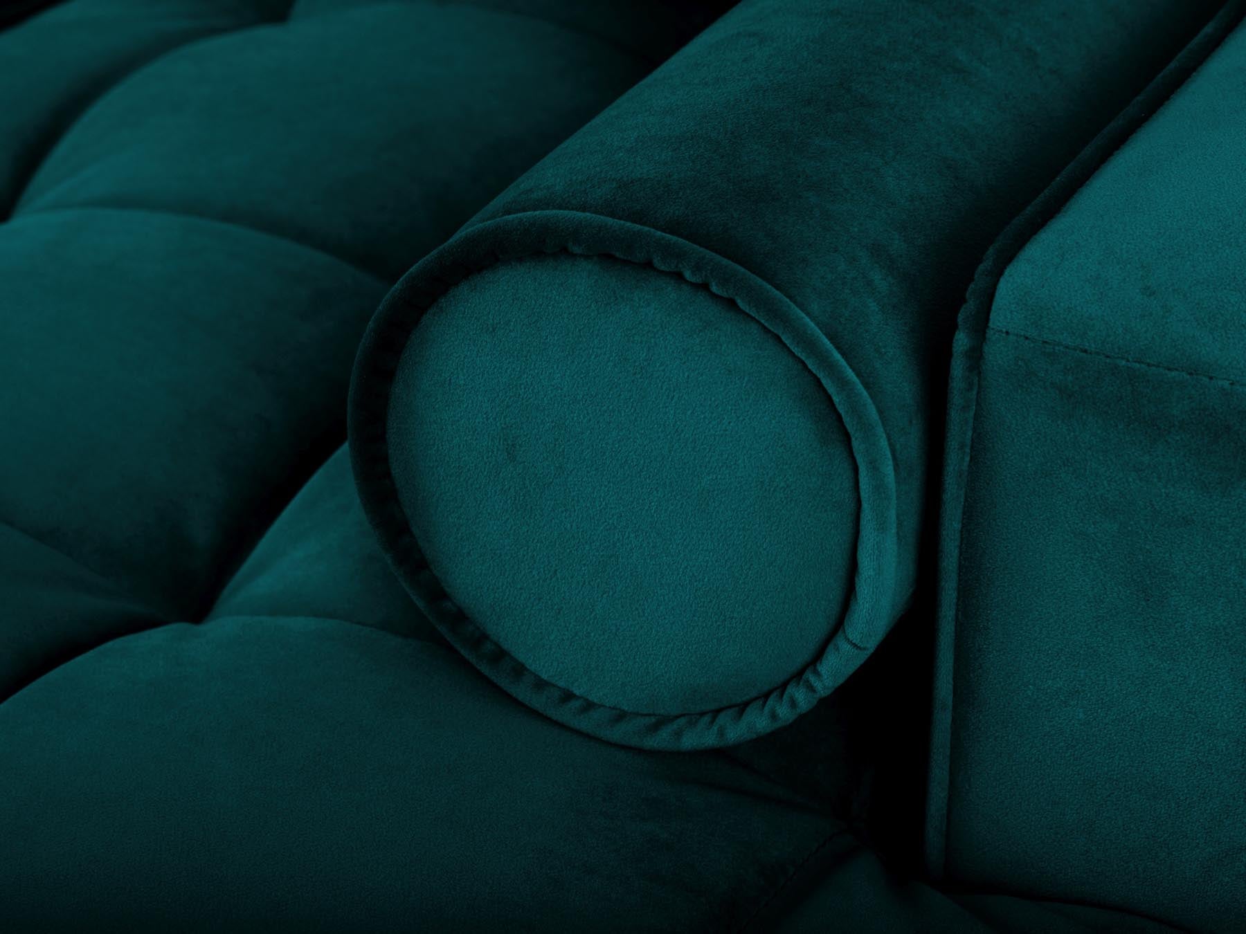 Stylisches Ecksofa in elegantem Petrol, bietet Platz für 5 Personen, verwandelt sich in ein Bett und verfügt über praktischen Stauraum.