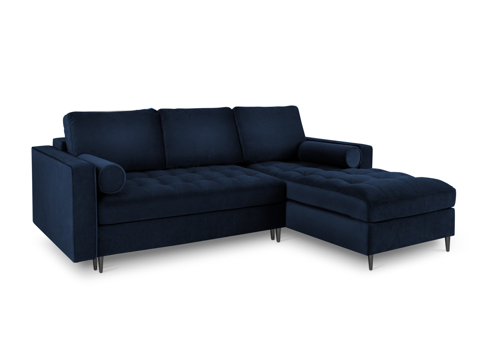 Modernes 5-Sitzer Ecksofa in Royal Blue mit praktischer Schlaffunktion und Stauraum, ideal für stilvolle Wohnräume.