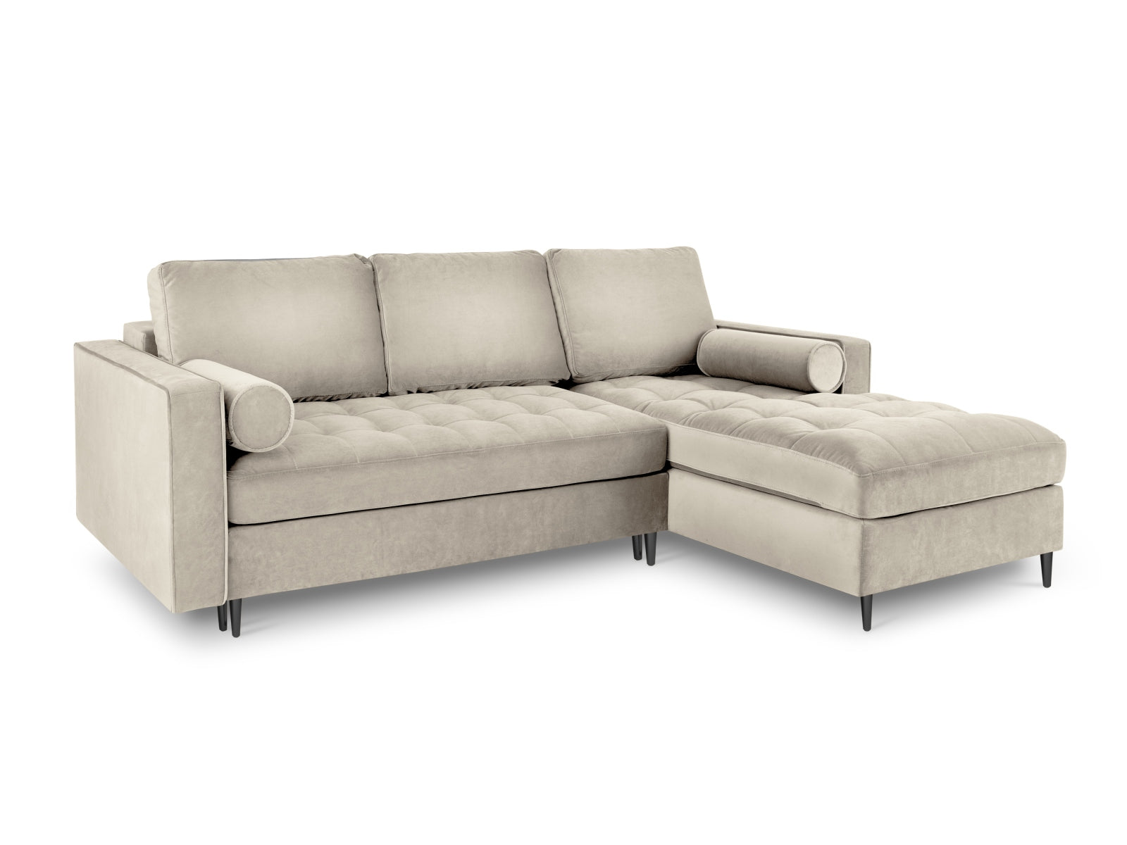 5-Sitzer Ecksofa rechts mit Schlaffunktion und Stauraum Aspen in Dark Beige-Salvador präsentiert im Onlineshop von KAQTU Design AG. Bettsofa rechts ist von Cosmopolitan Design