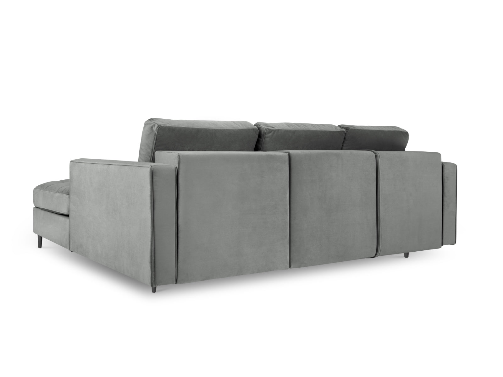 Modernes 5-Sitzer Ecksofa in elegantem Grau, mit praktischer Schlaffunktion und integriertem Stauraum für zusätzlichen Komfort.