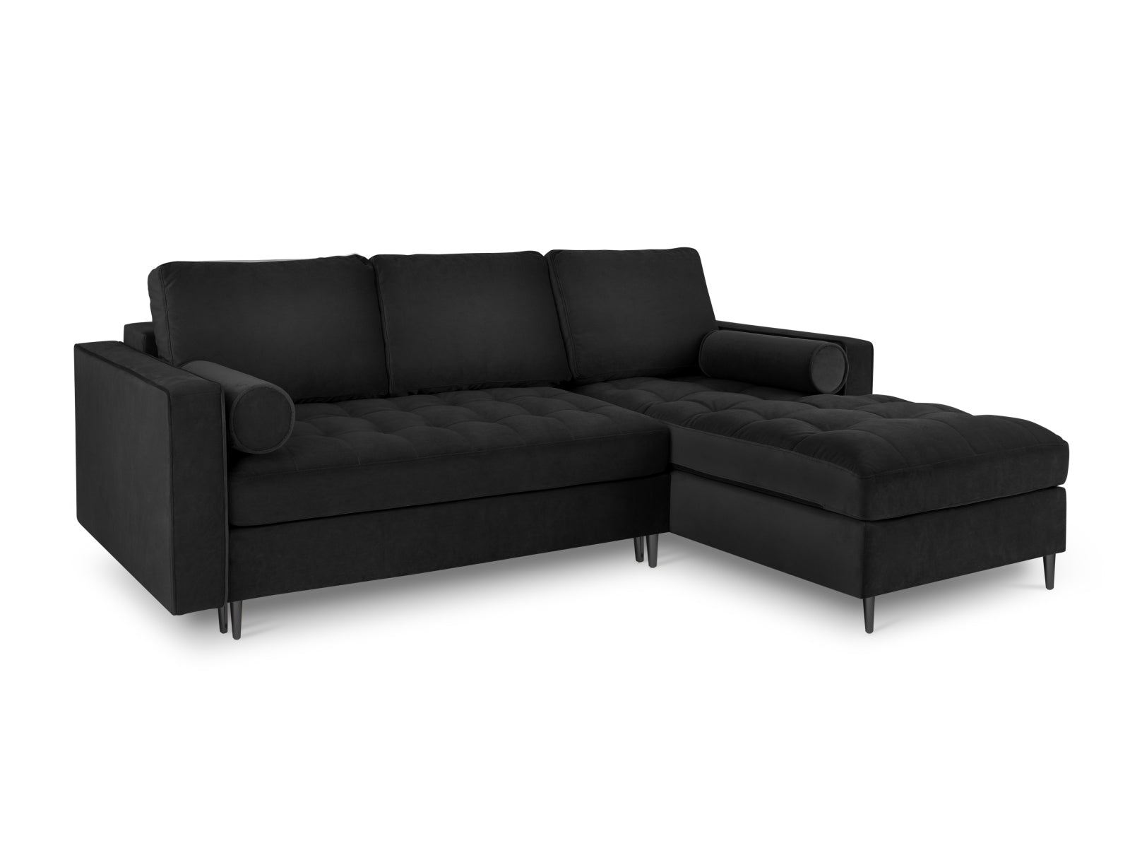 5-Sitzer Ecksofa rechts mit Schlaffunktion und Stauraum Aspen in Black-Salvador präsentiert im Onlineshop von KAQTU Design AG. Bettsofa rechts ist von Cosmopolitan Design