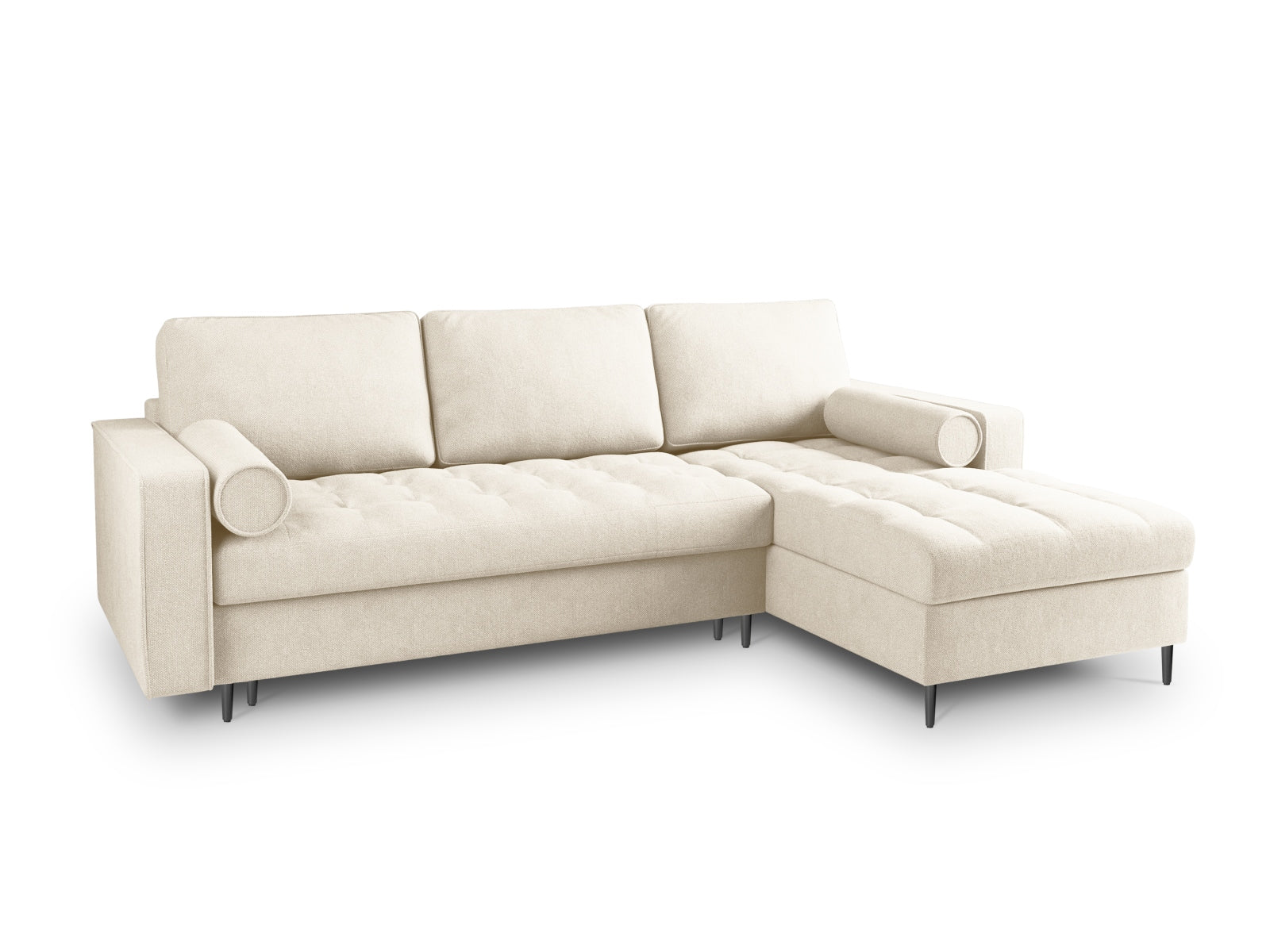 5-Sitzer Ecksofa rechts mit Schlaffunktion und Stauraum Aspen in Light Beige-Positano präsentiert im Onlineshop von KAQTU Design AG. Bettsofa rechts ist von Cosmopolitan Design