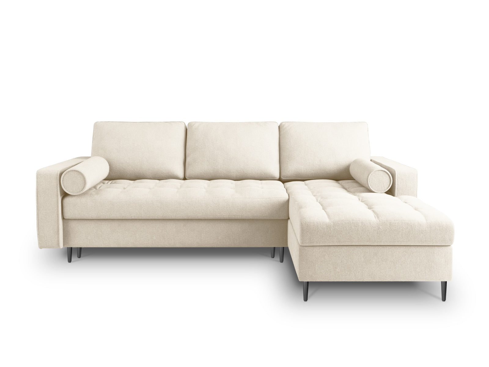 Elegantes 5-Sitzer Ecksofa Aspen in Light Beige-Positano, ideal für Wohnräume, mit praktischer Schlaffunktion und Stauraum.