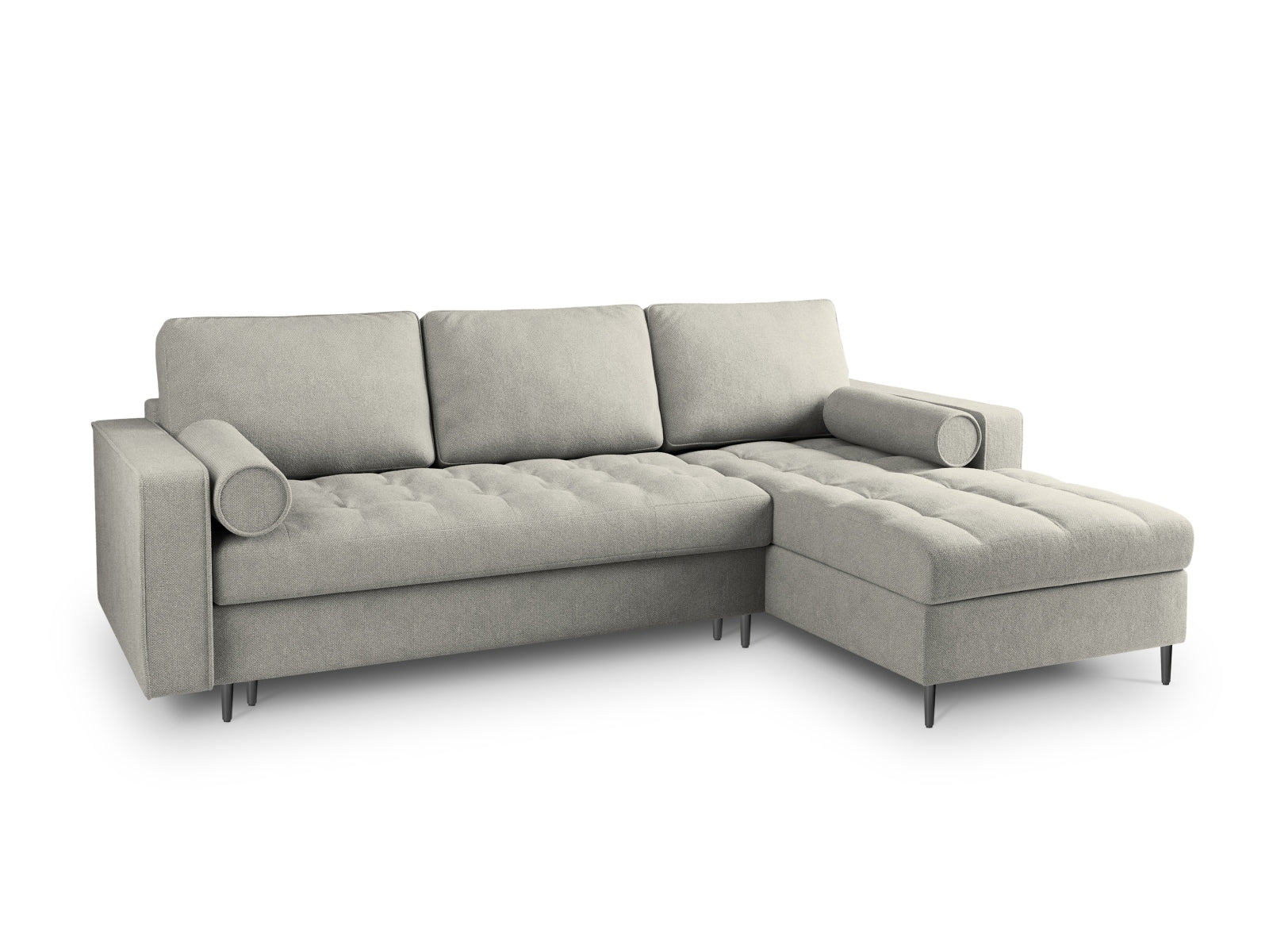 5-Sitzer Ecksofa rechts mit Schlaffunktion und Stauraum Aspen in Light Grey-Positano präsentiert im Onlineshop von KAQTU Design AG. Bettsofa rechts ist von Cosmopolitan Design