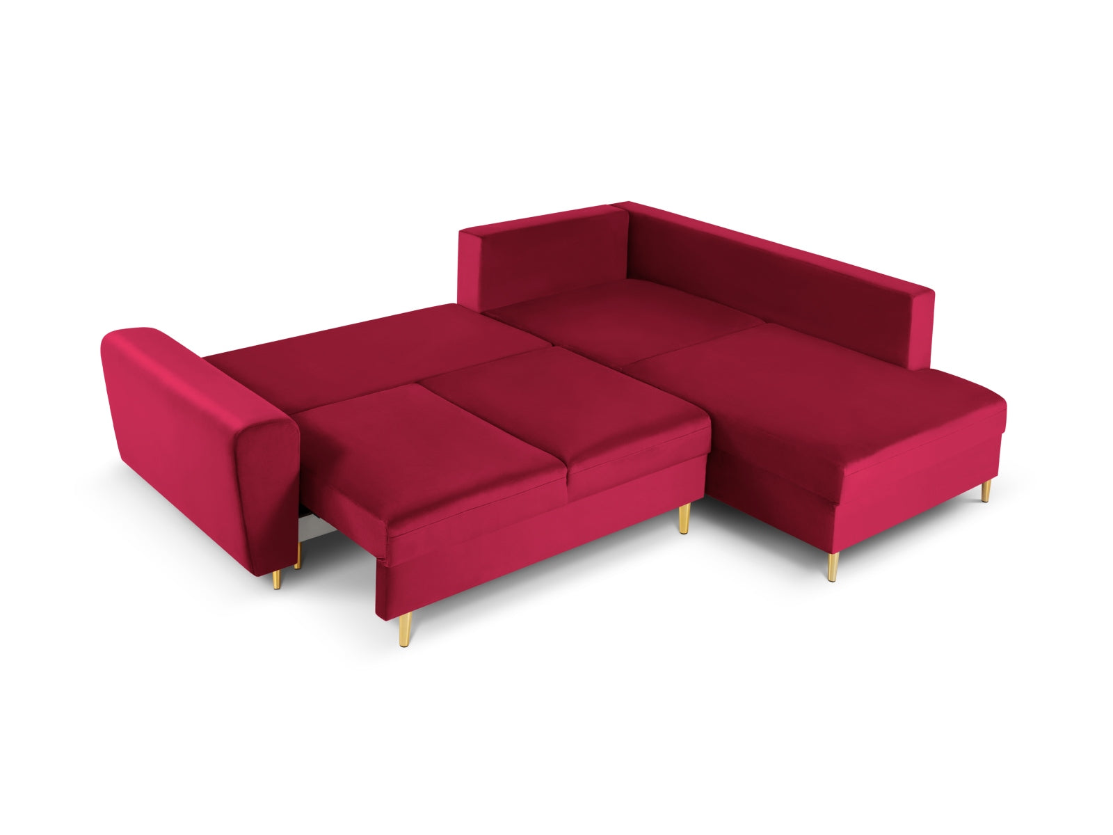 Erleben Sie das Kyoto Velour Ecksofa rechts: elegantes 5-Sitzer Sofa mit Schlaffunktion und Stauraum, ideal für modernes Wohnen!