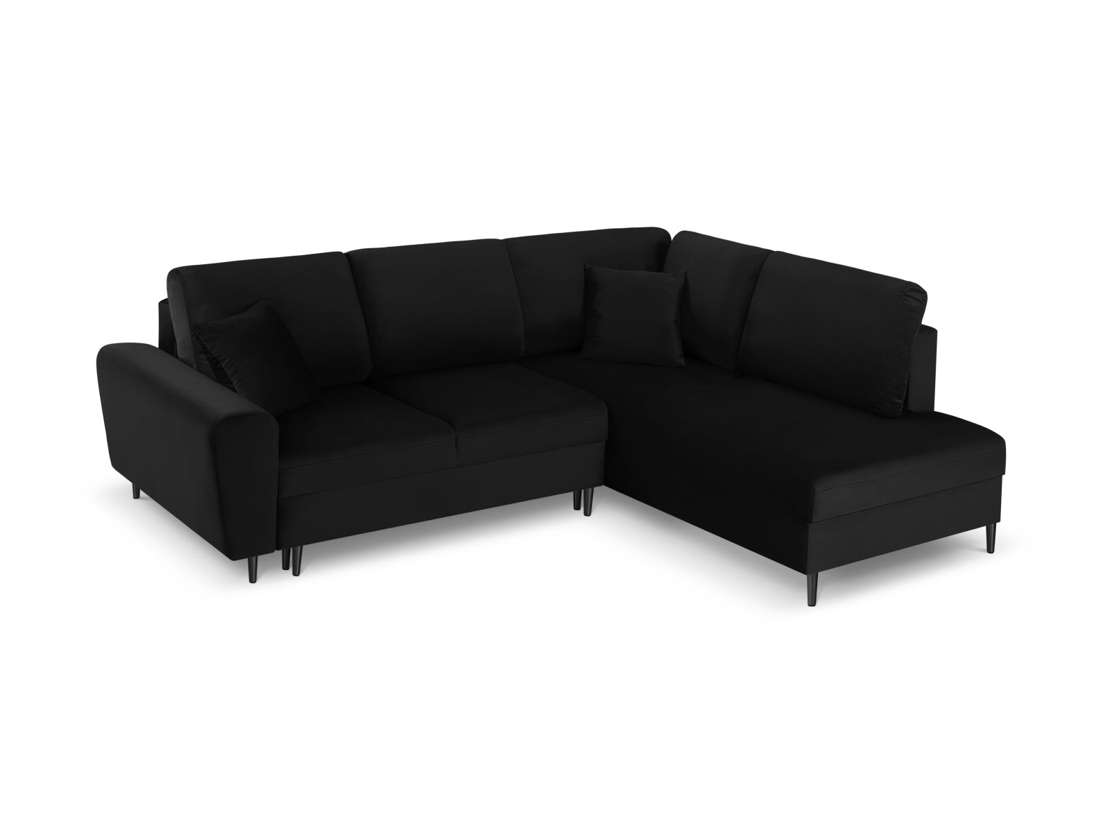 Entdecken Sie das Kyoto Velour Ecksofa rechts: stilvolles 5-Sitzer Sofa mit praktischer Schlaffunktion und Stauraumbox für Ihr Zuhause!