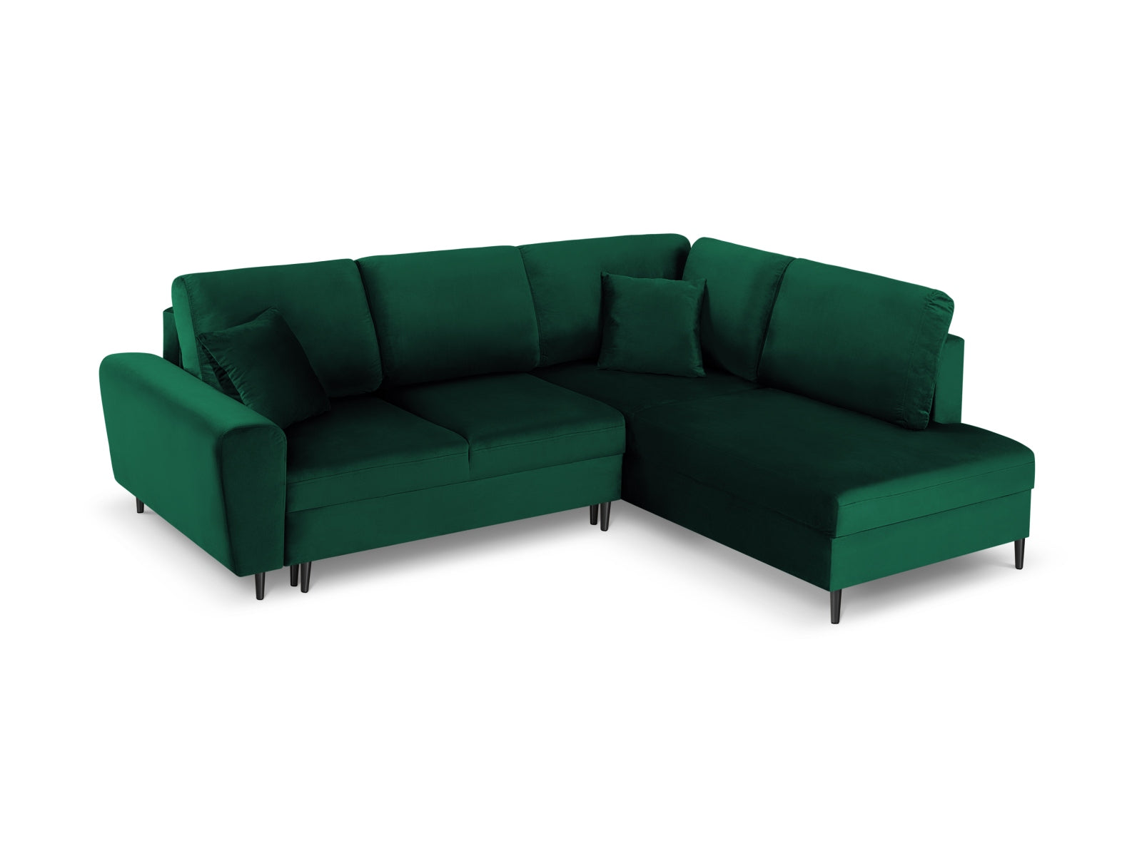 Entdecken Sie das Kyoto Velour Ecksofa rechts: stilvolles 5-Sitzer Sofa mit praktischer Schlaffunktion und Stauraumbox für Ihr Zuhause!
