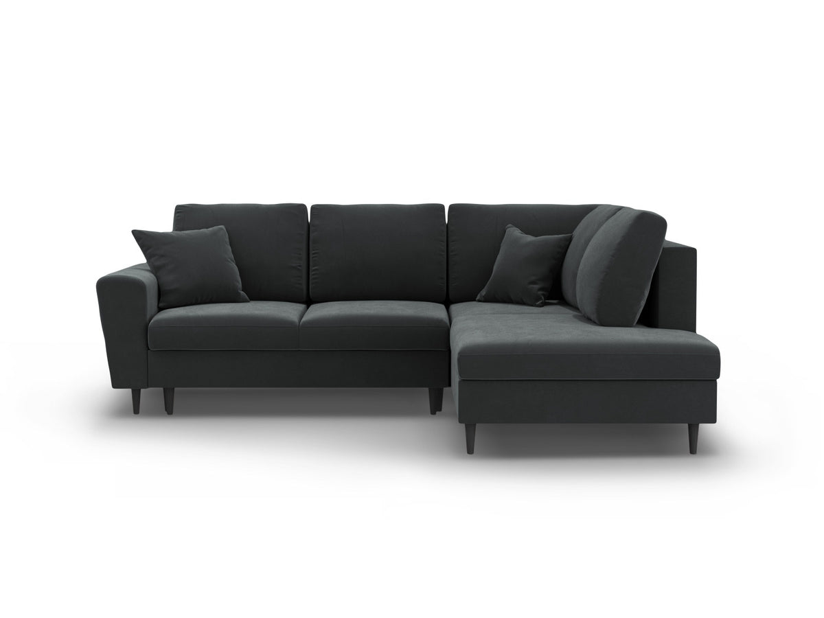 Kyoto Ecksofa rechts mit Schlaffunktion und Stauraumbox 5 Sitzer 194cm in Dark Grey/Schwarz Birke-Riviera präsentiert im Onlineshop von KAQTU Design AG. Bettsofa rechts ist von Cosmopolitan Design