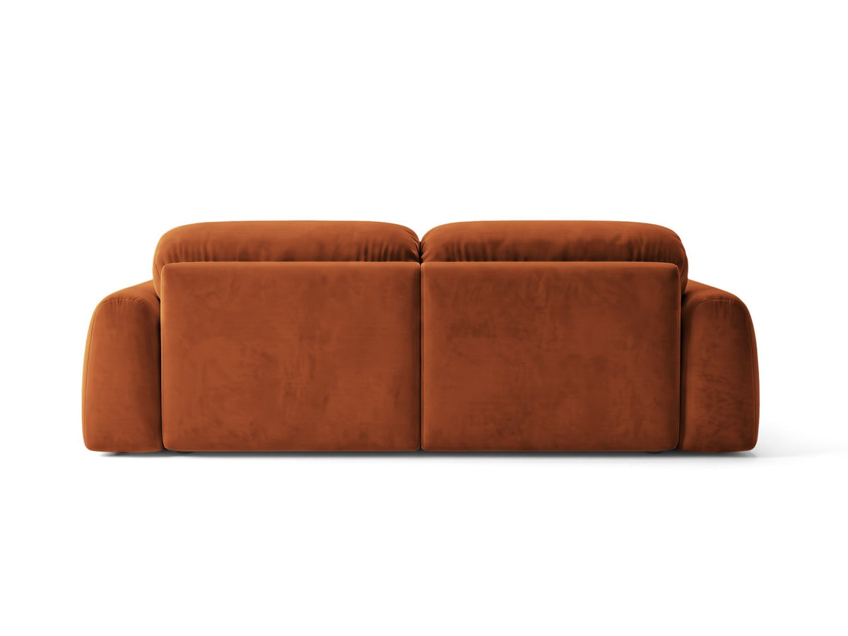 Milan Bettsofa rechts als Ecksofa mit Récamière, Bluvel-Bezug und schwarzen Kunststoffbeinen
