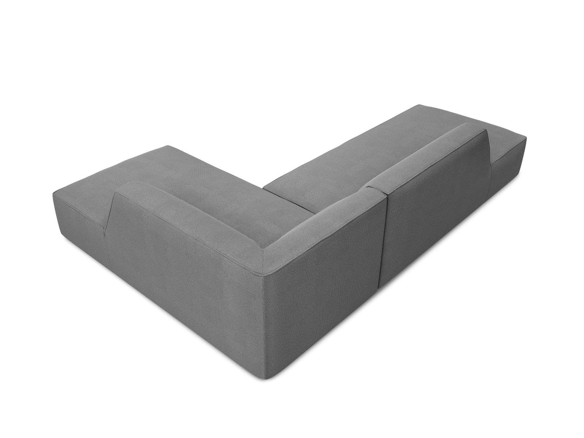 Modulares Ecksofa Siena in Light Grey-Ottawa mit Récamiere, Massivholzrahmen und schwarzen Kunststoffbeinen, 4-Sitzer, Breite 273 cm.