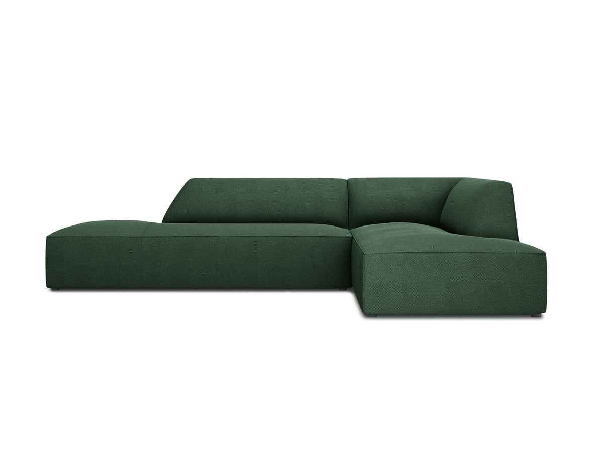 Modulares Ecksofa Siena in Light Grey-Ottawa mit Récamiere, Massivholzrahmen und schwarzen Kunststoffbeinen, 4-Sitzer, Breite 273 cm.
