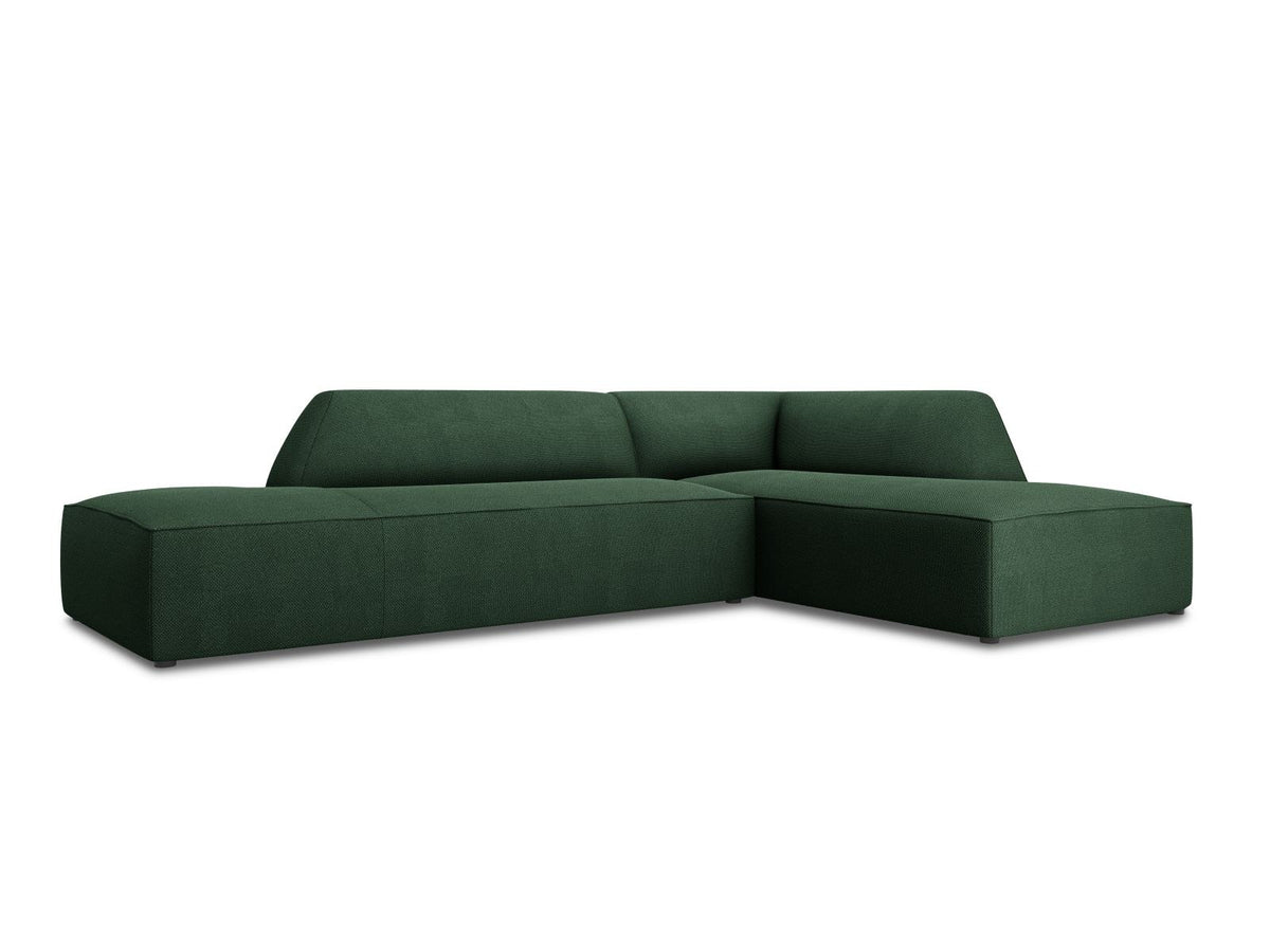 Modulares Ecksofa Siena in Light Grey-Ottawa mit Récamiere, Massivholzrahmen und schwarzen Kunststoffbeinen, 4-Sitzer, Breite 273 cm.