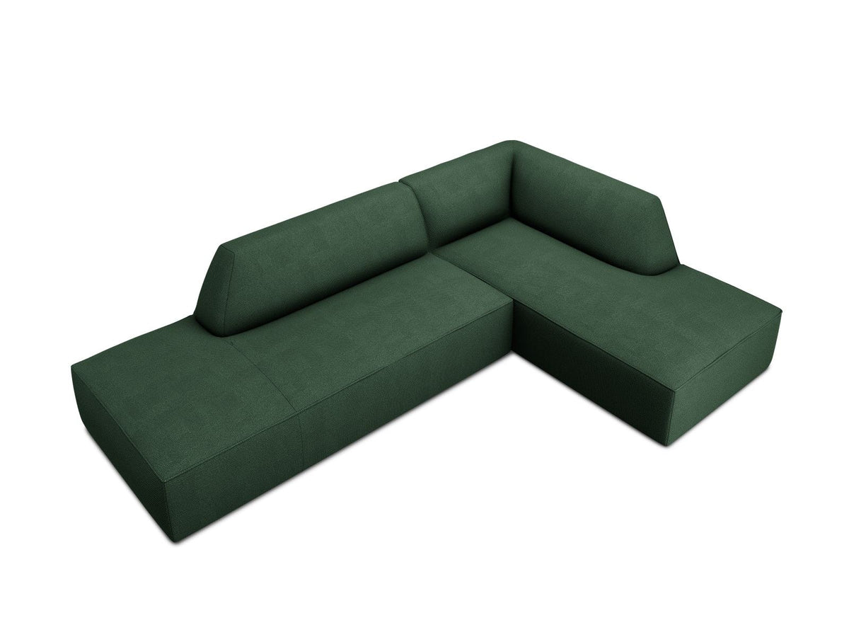 Modulares Ecksofa Siena in Light Grey-Ottawa mit Récamiere, Massivholzrahmen und schwarzen Kunststoffbeinen, 4-Sitzer, Breite 273 cm.