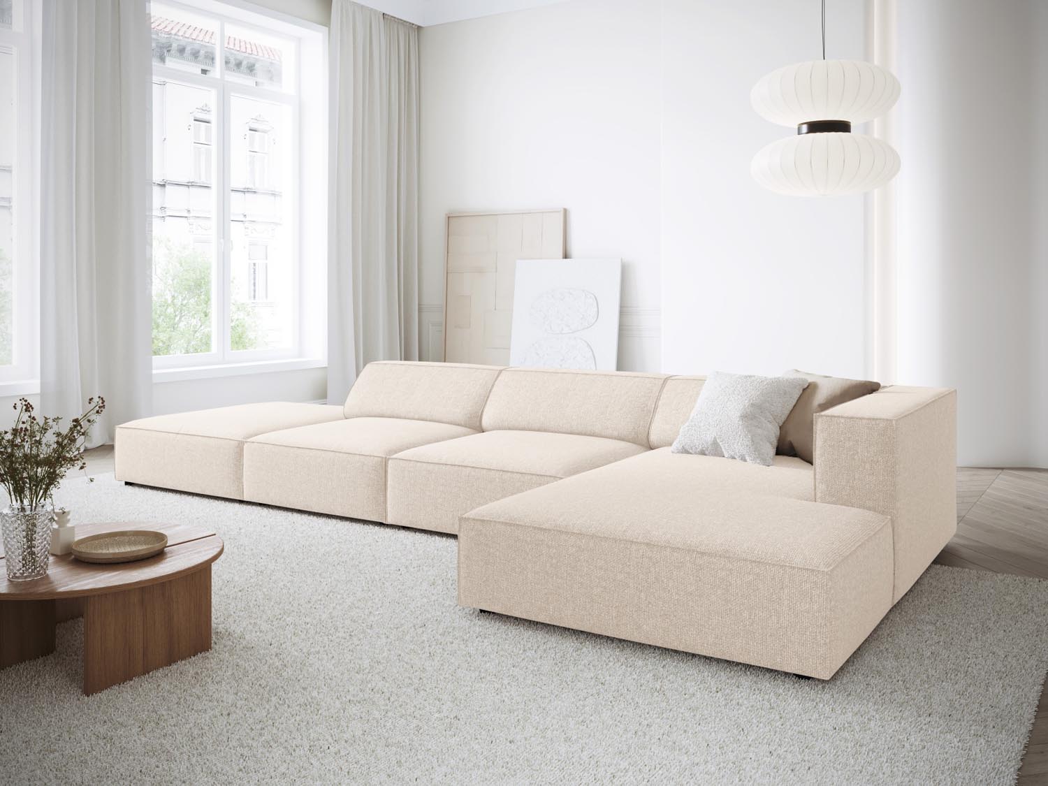 Arendal Ecksofa rechts 5 Sitzer in Light Beige präsentiert im Onlineshop von KAQTU Design AG. Ecksofa rechts ist von Cosmopolitan Design